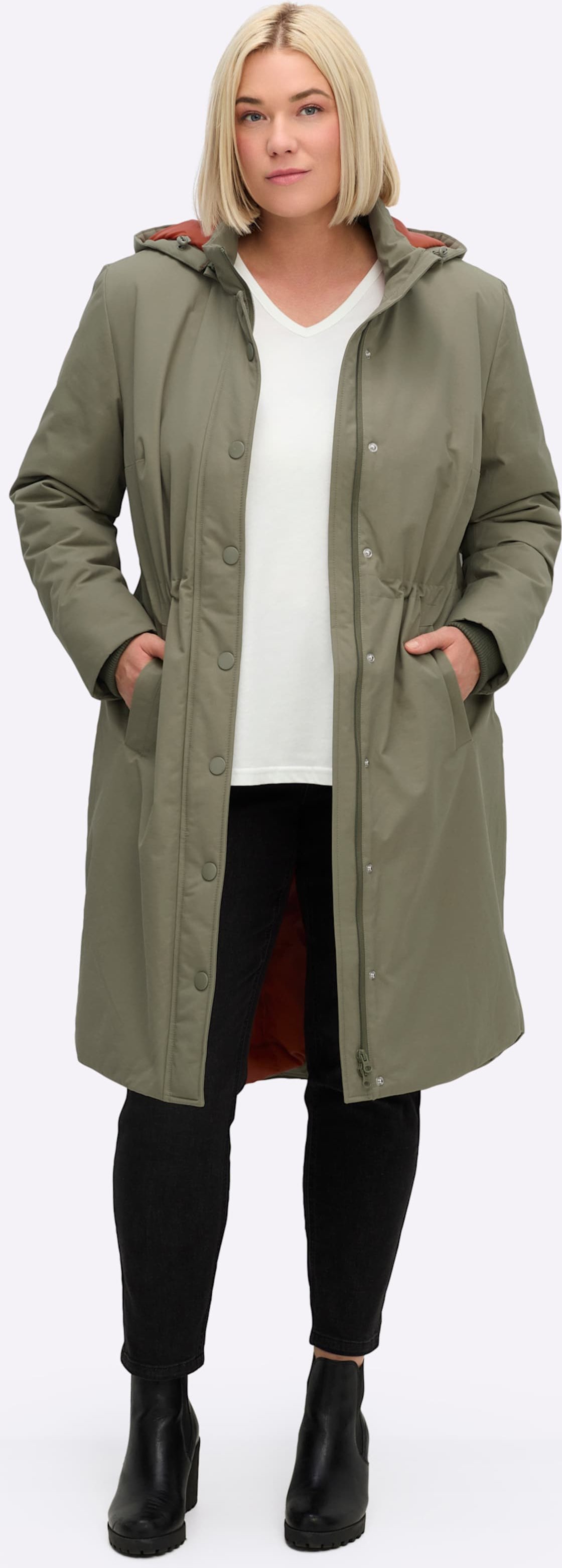 Sheego Funktionsmantel mit Kapuze, abnehmbar