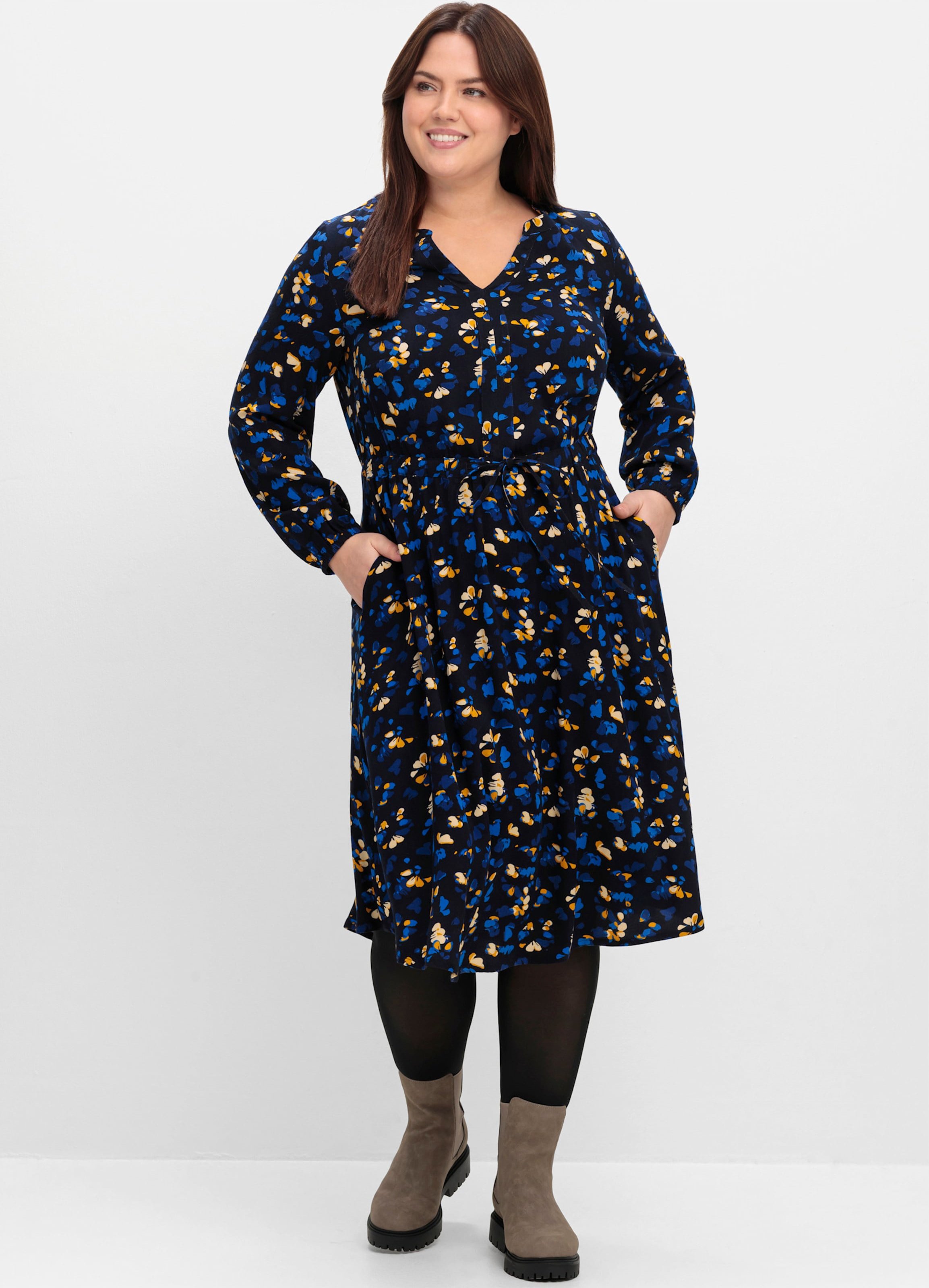 Sheego Druckkleid mit Blumendruck, aus Viskose-Twill