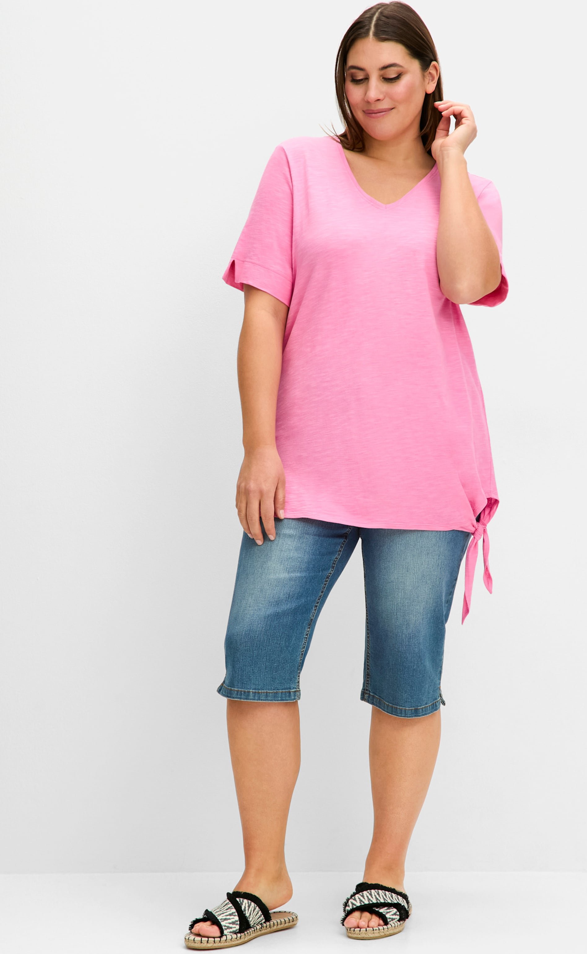 Sheego Kurzarmshirt aus Flammgarn-Jersey