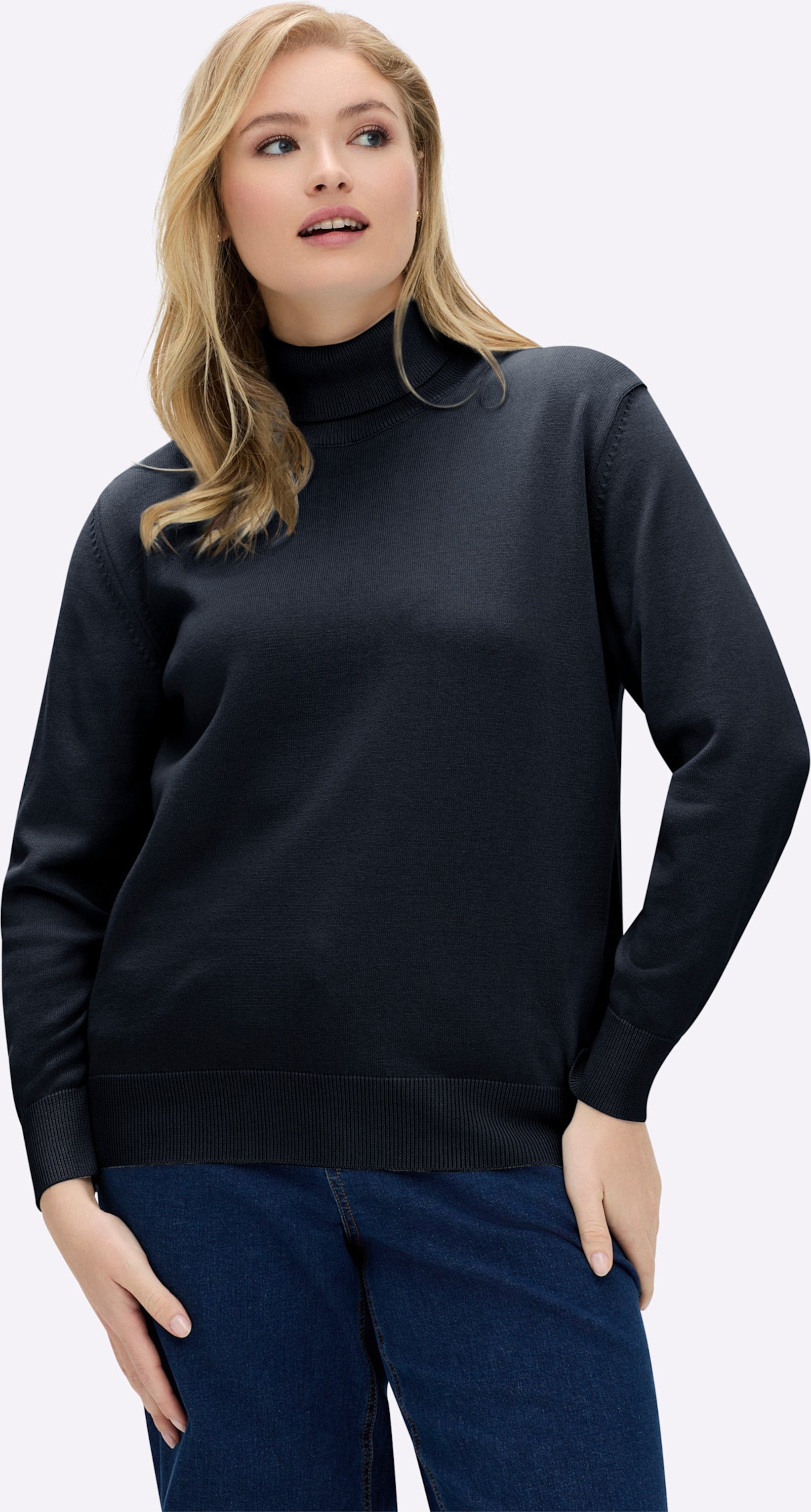 Sheego Rollkragenpullover aus reiner Baumwolle