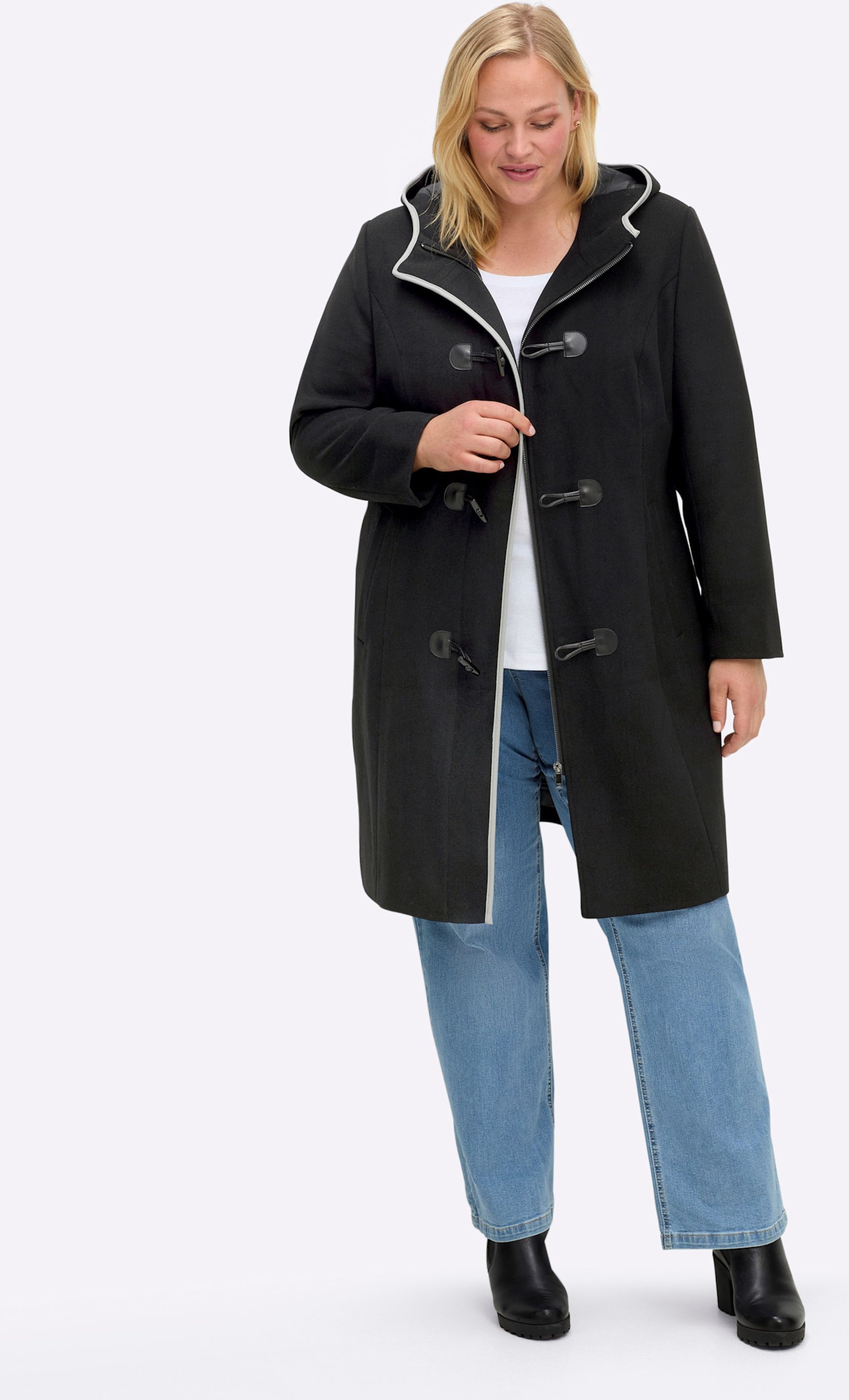 Sheego Wintermantel mit Reißverschluss und Knebelverschlüssen