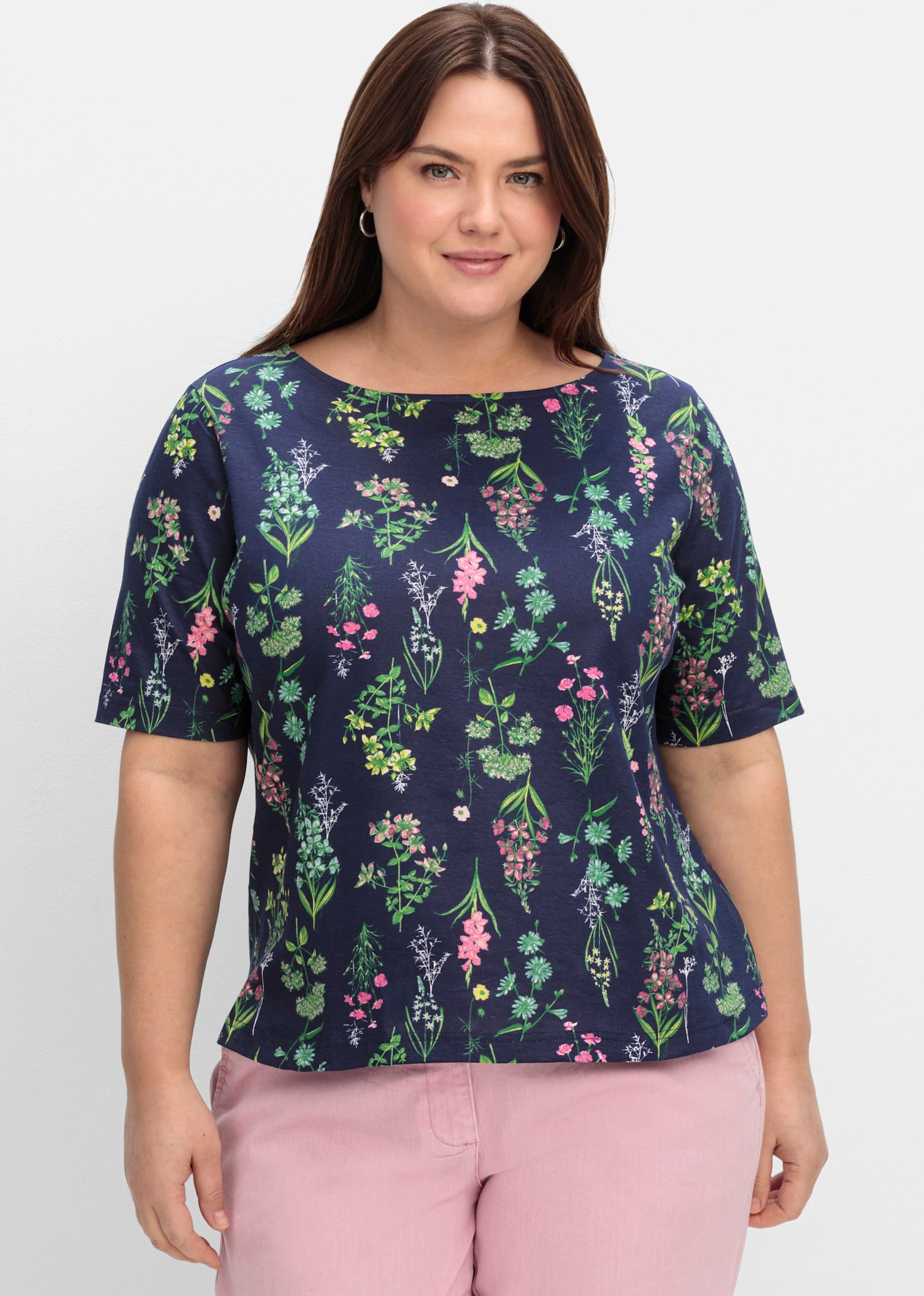 Sheego Rundhalsshirt im floralen Dessin