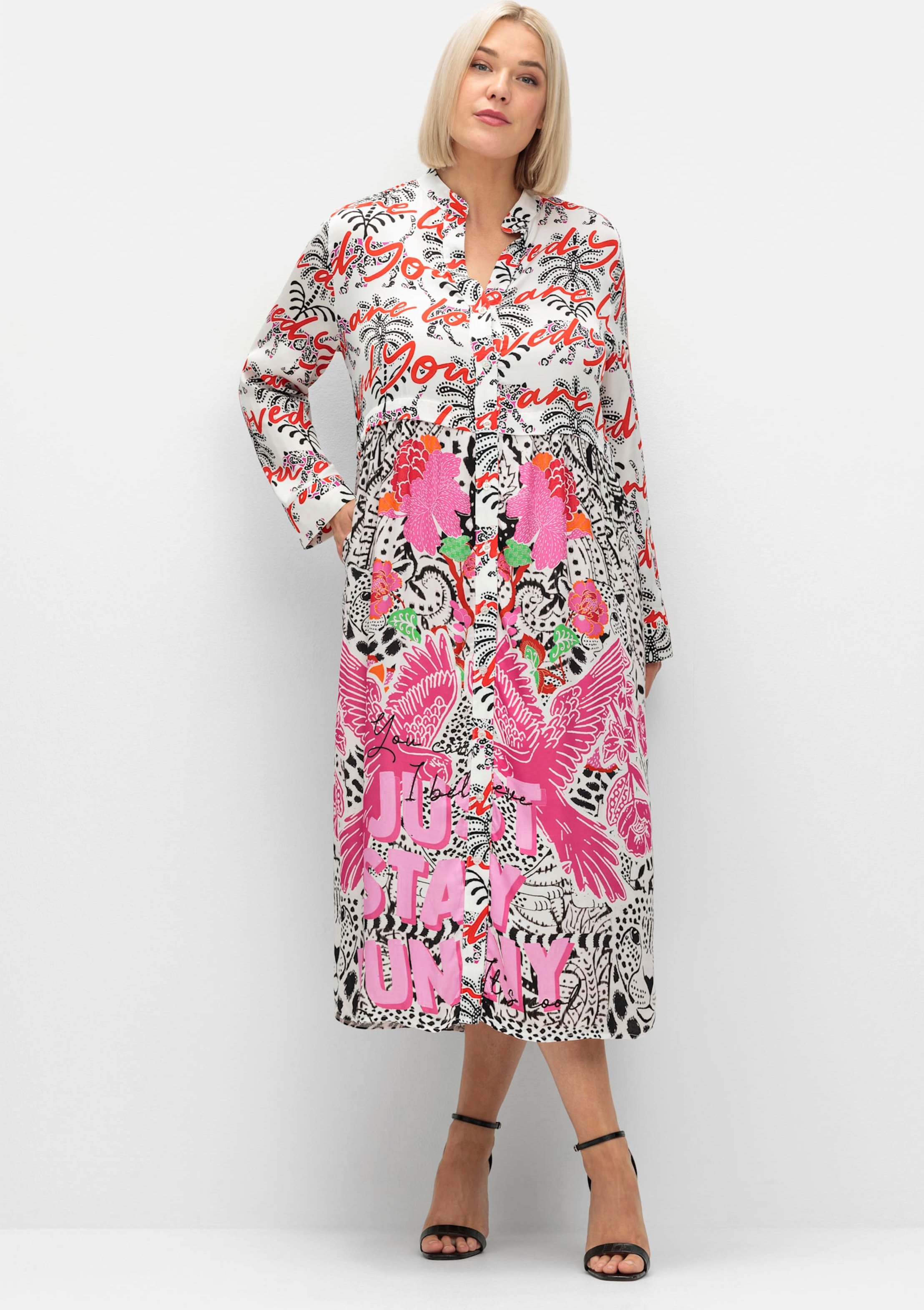 Sheego Druckkleid im Mustermix, mit Manschettenärmeln