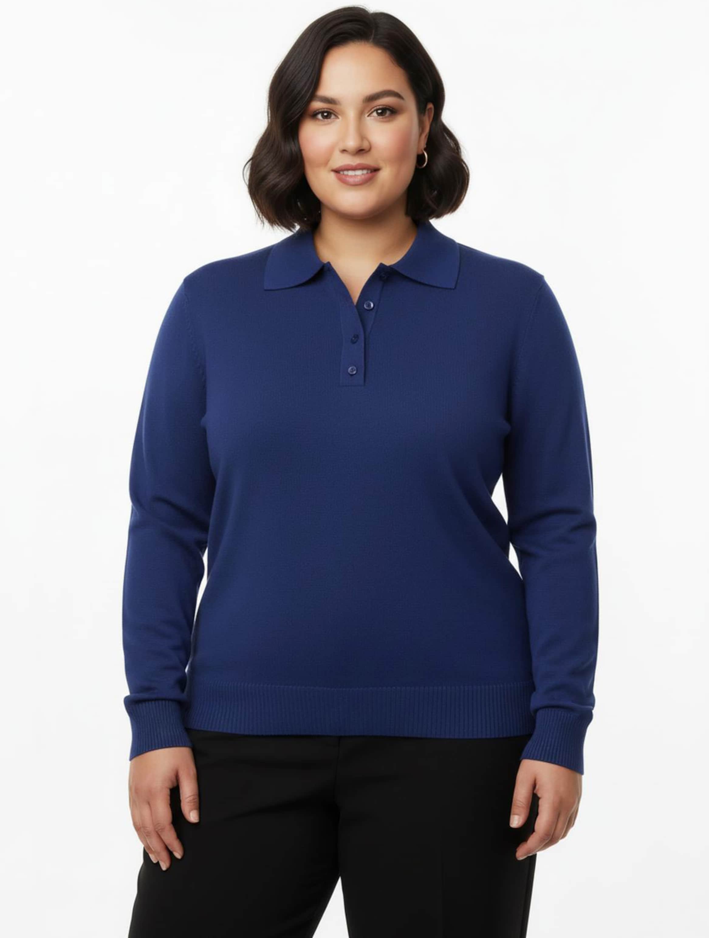 Sheego Polopullover mit kurzer Knopfleiste