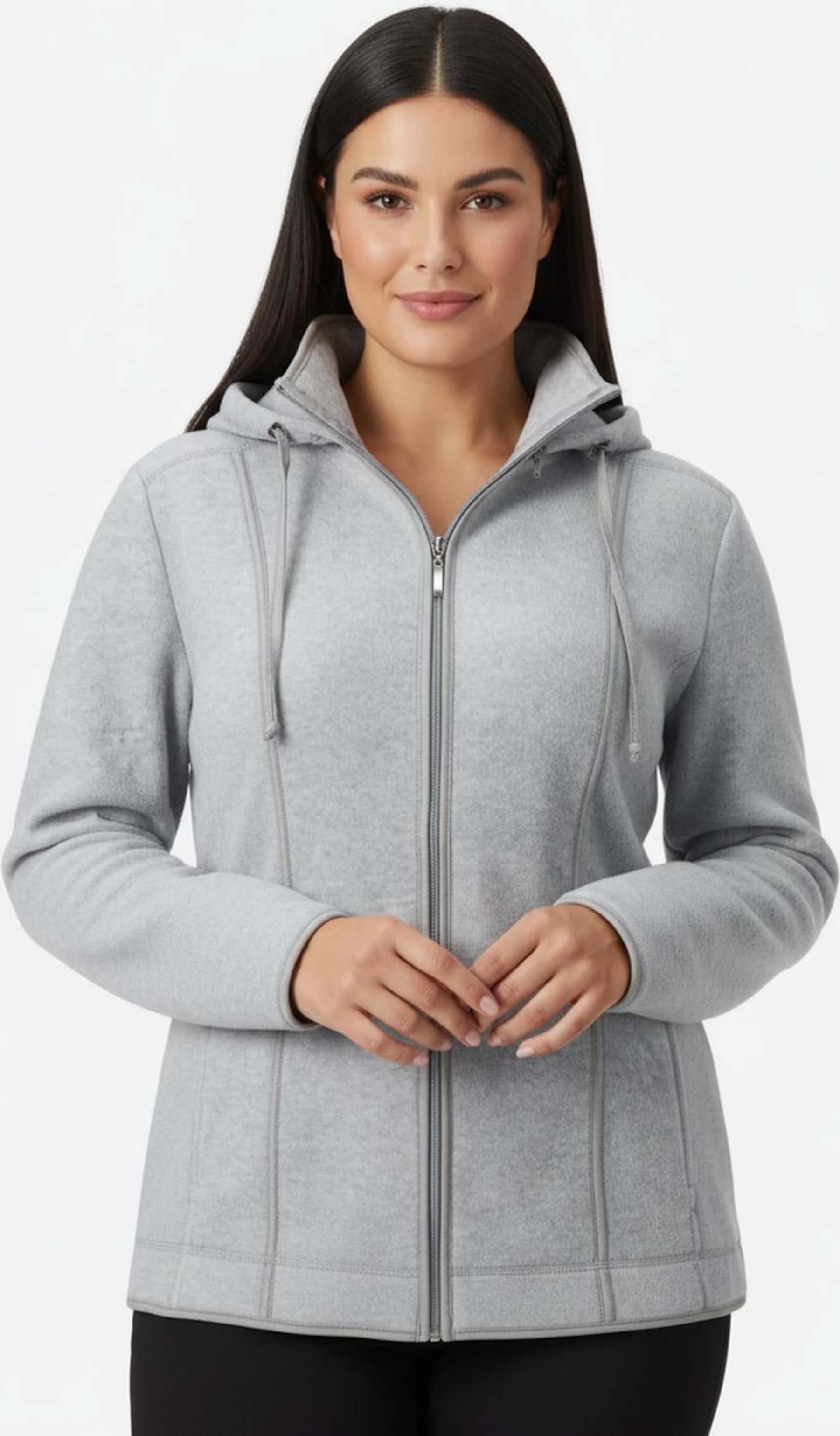 Sheego Fleecejacke mit abnehmbarer Kapuze