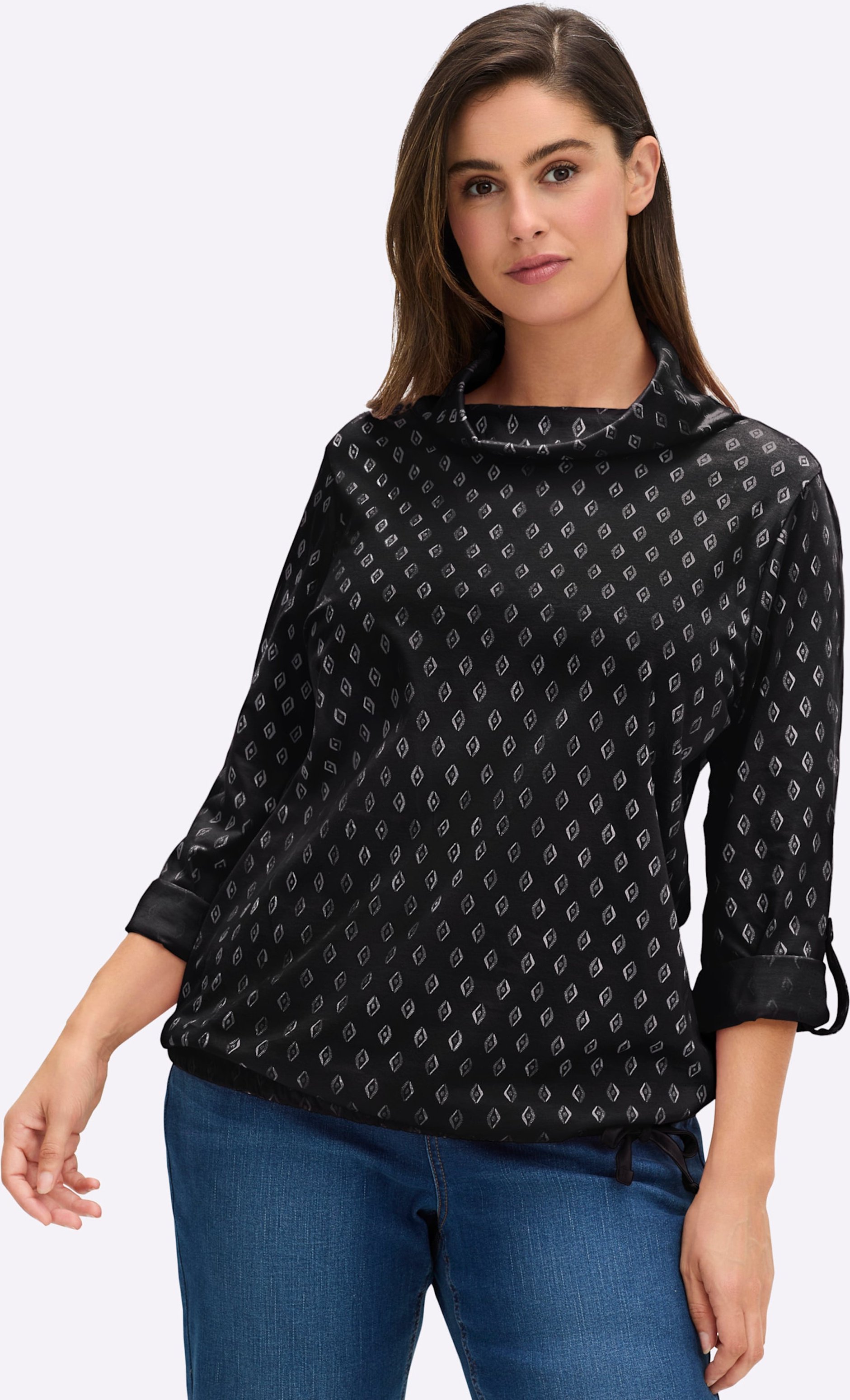 Thumbnail - Sheego Rollkragenshirt Mit Krempel-Ärmel