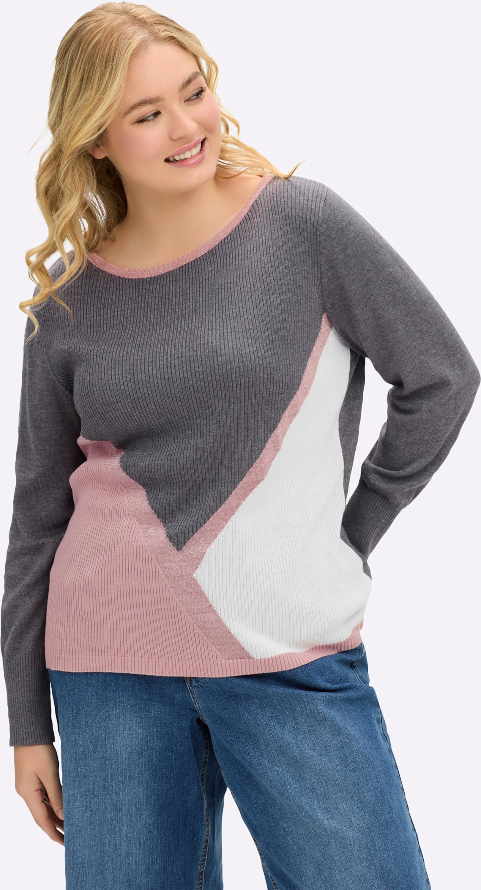 Thumbnail - Sheego Langarm-Pullover mit Glanzgarn-Akzenten