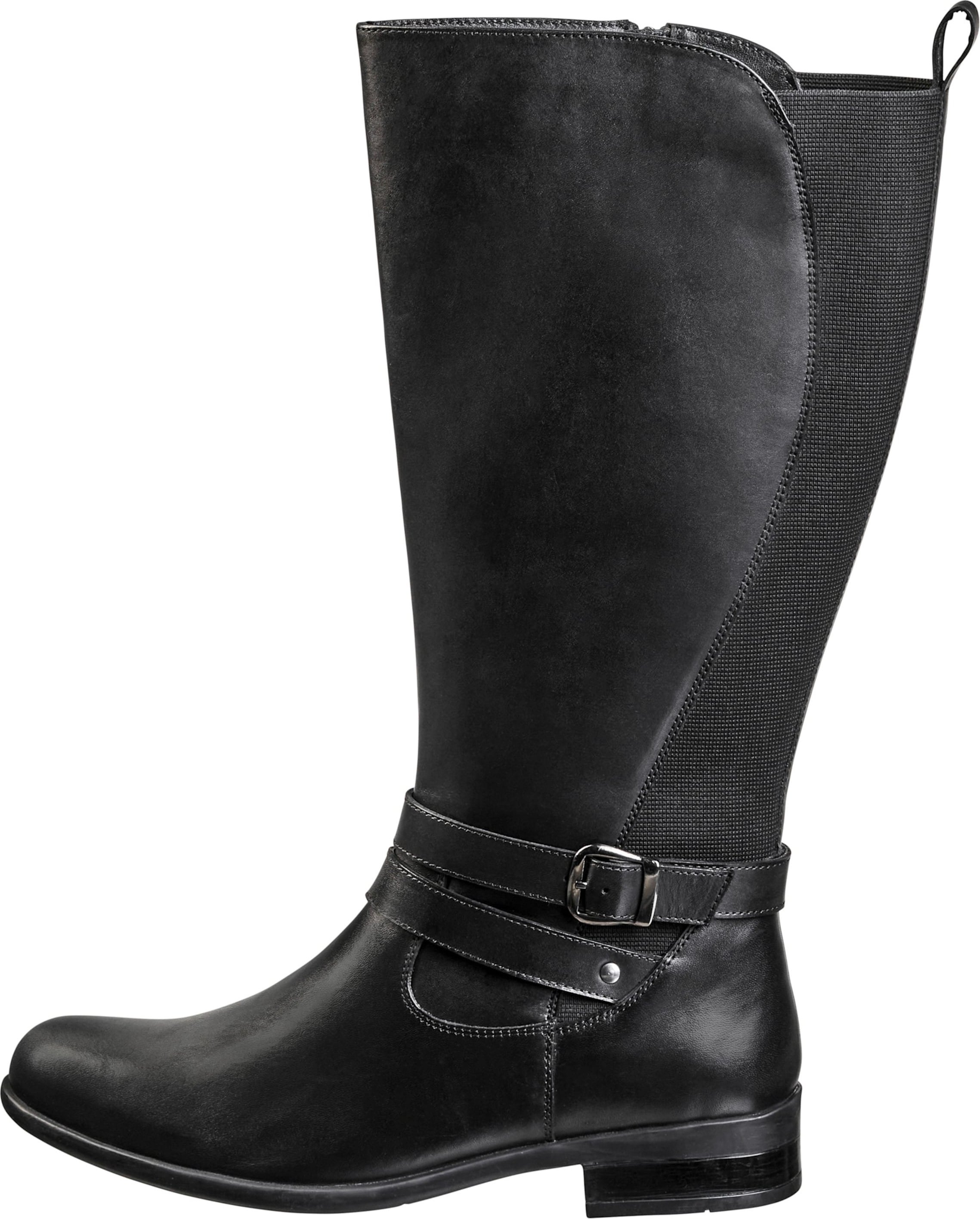 Sheego Weitschaftstiefel aus Leder, mit Stretch-Einsatz