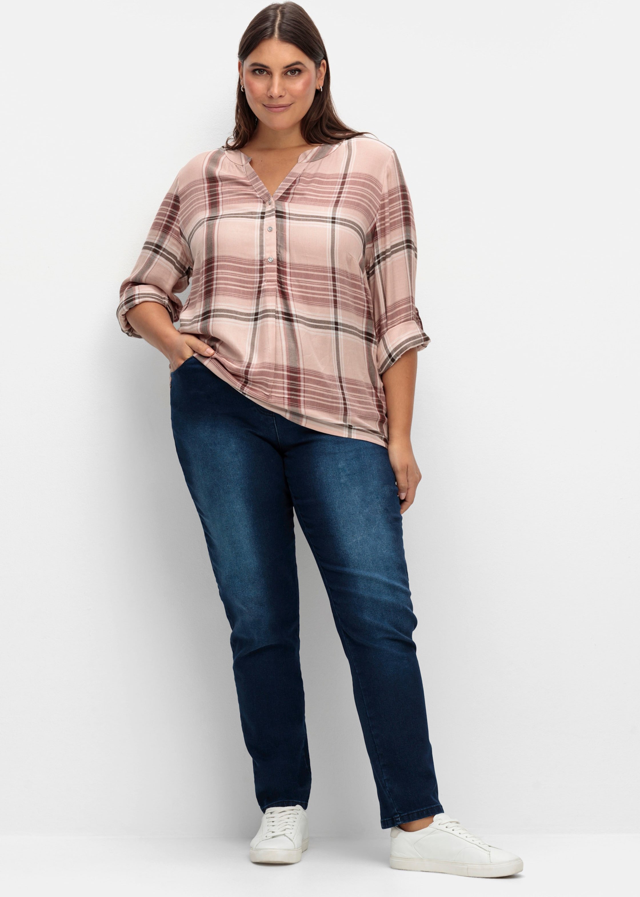 Sheego Schlupfjeans mit geripptem Strick-Dehnbund