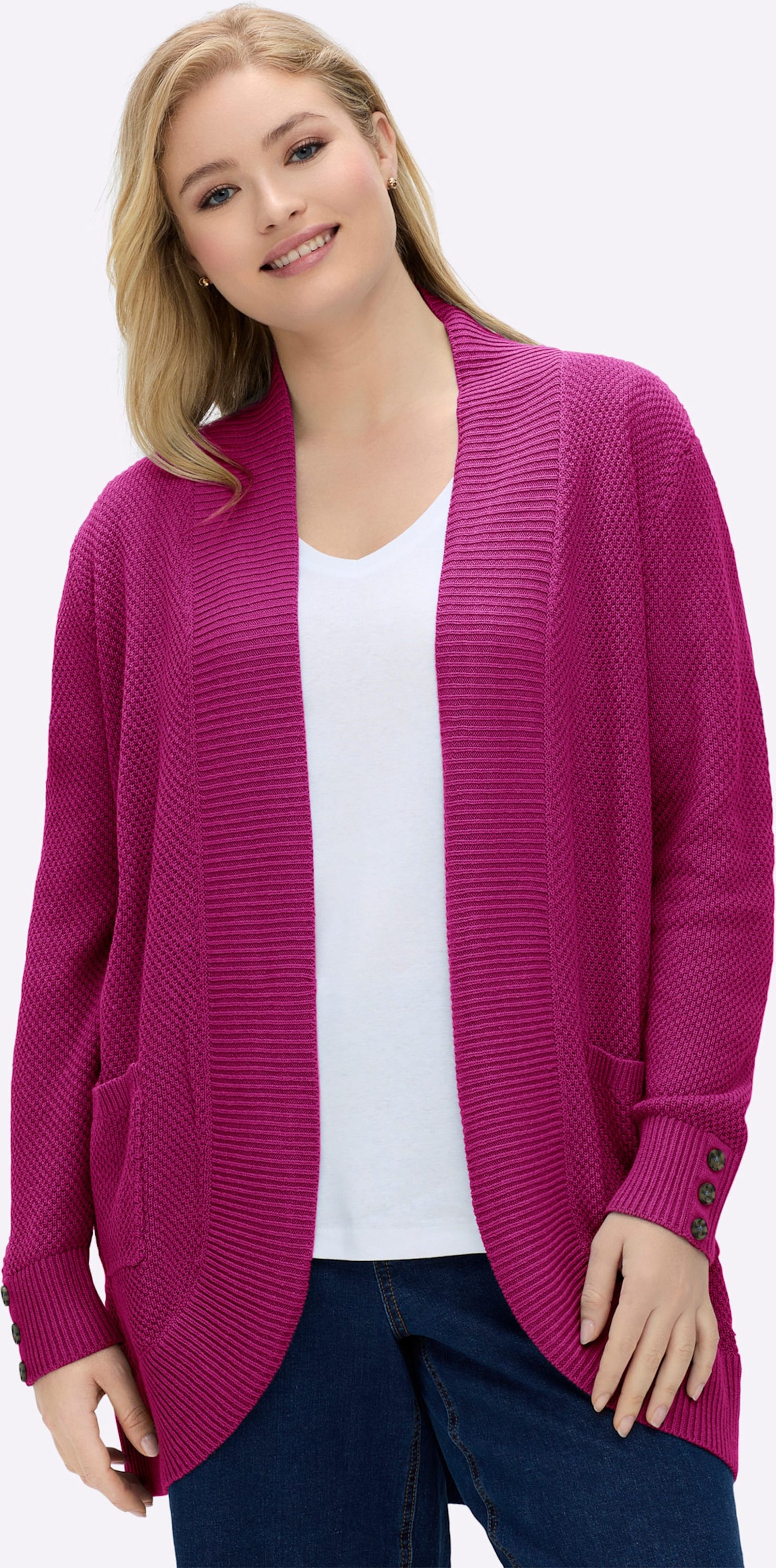 Thumbnail - Sheego Longstrickjacke mit Struktur-Muster