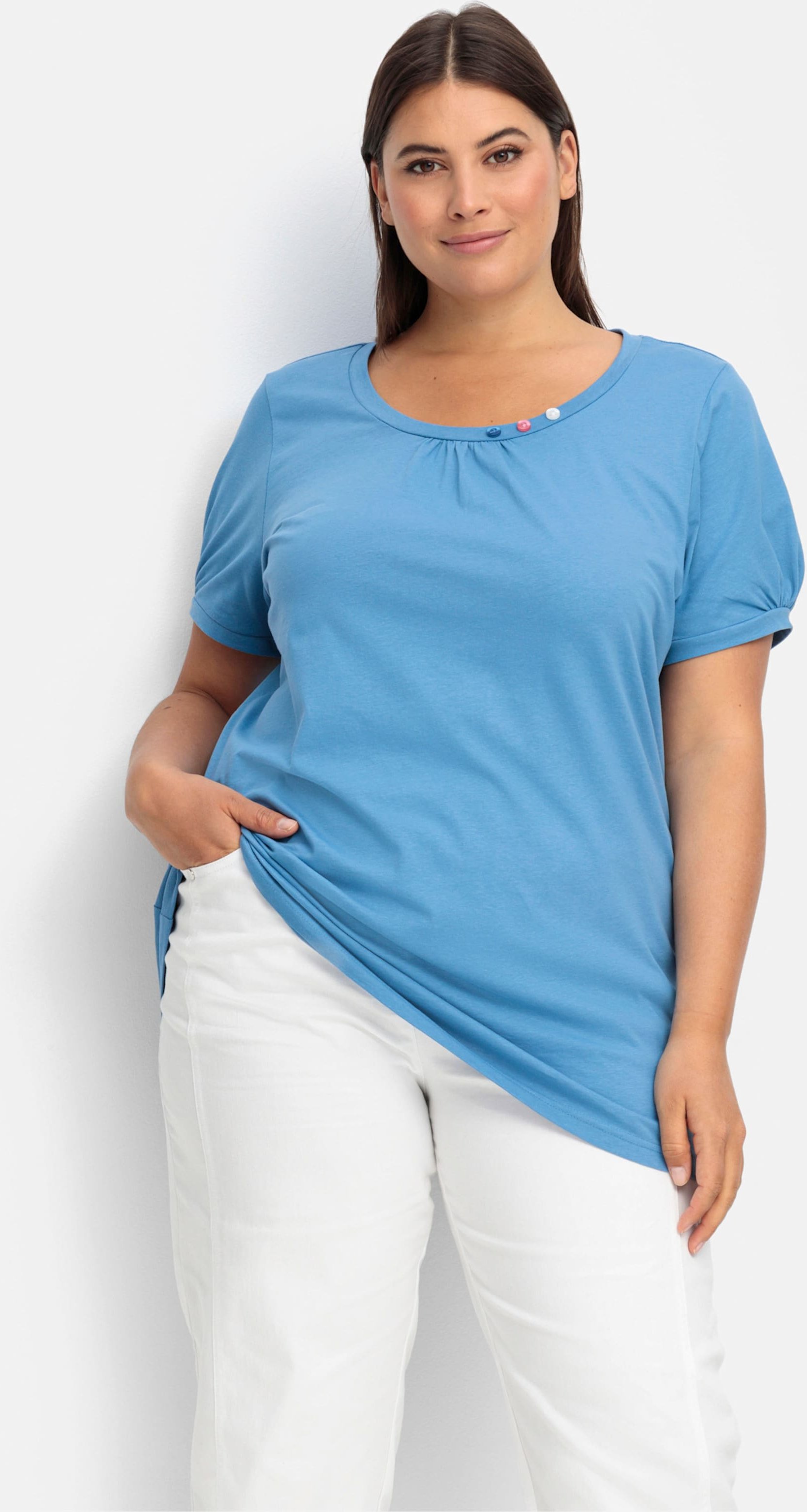 Sheego Longshirt mit gerafftem Ausschnitt