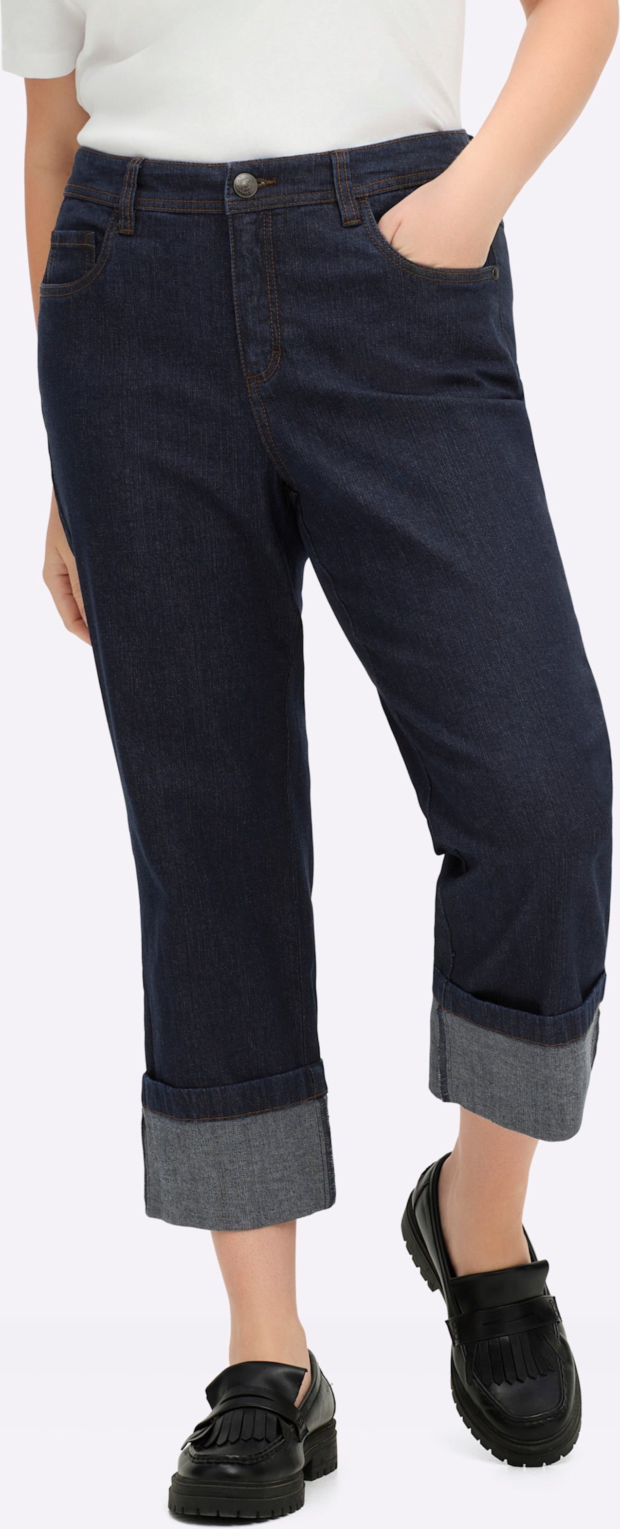 Sheego 7/8-Jeans mit breitem Saumaufschlag