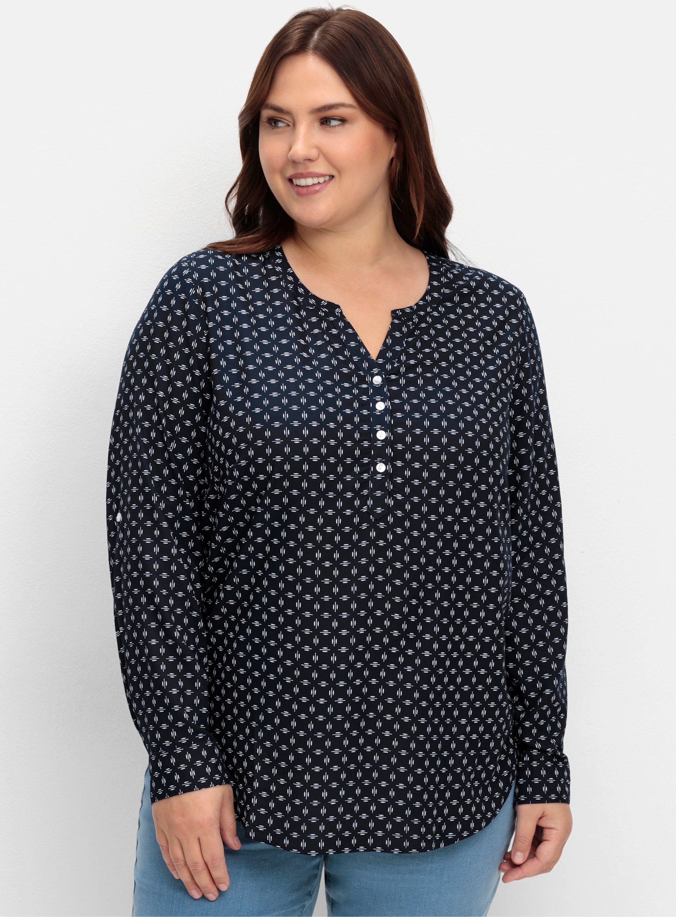 Sheego Schlupf-Bluse mit Minimal-Muster