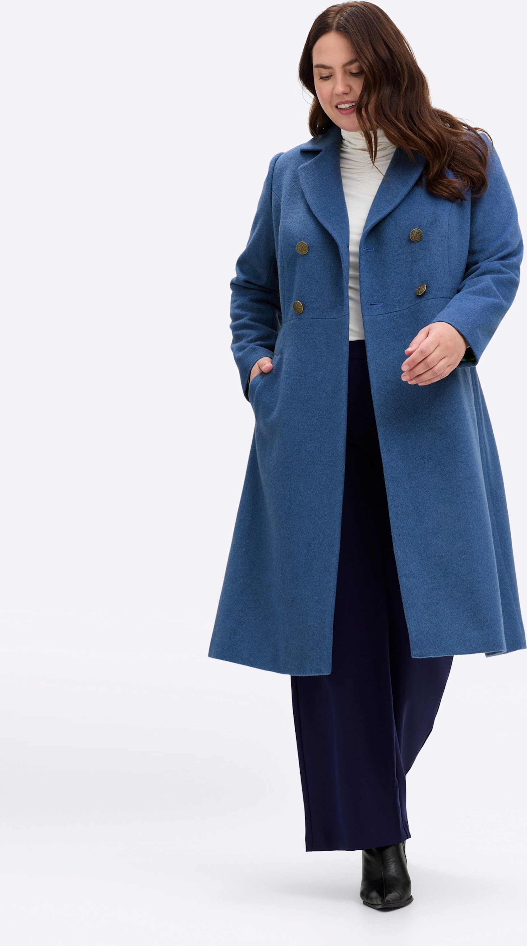 Sheego Wintermantel mit Reverskragen und Knopfleiste