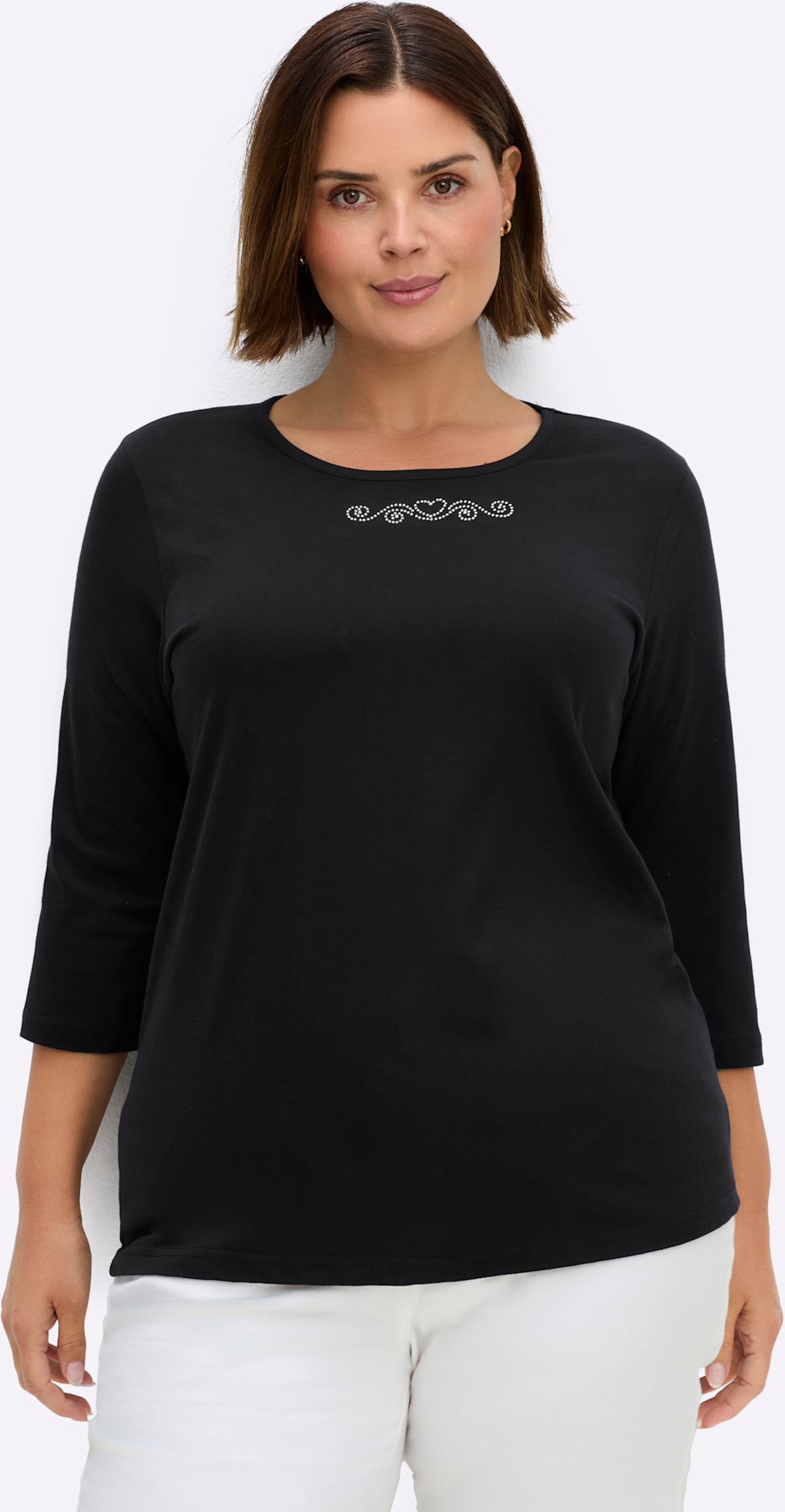 Sheego 3/4-Arm-Shirt mit Ziersteinchen