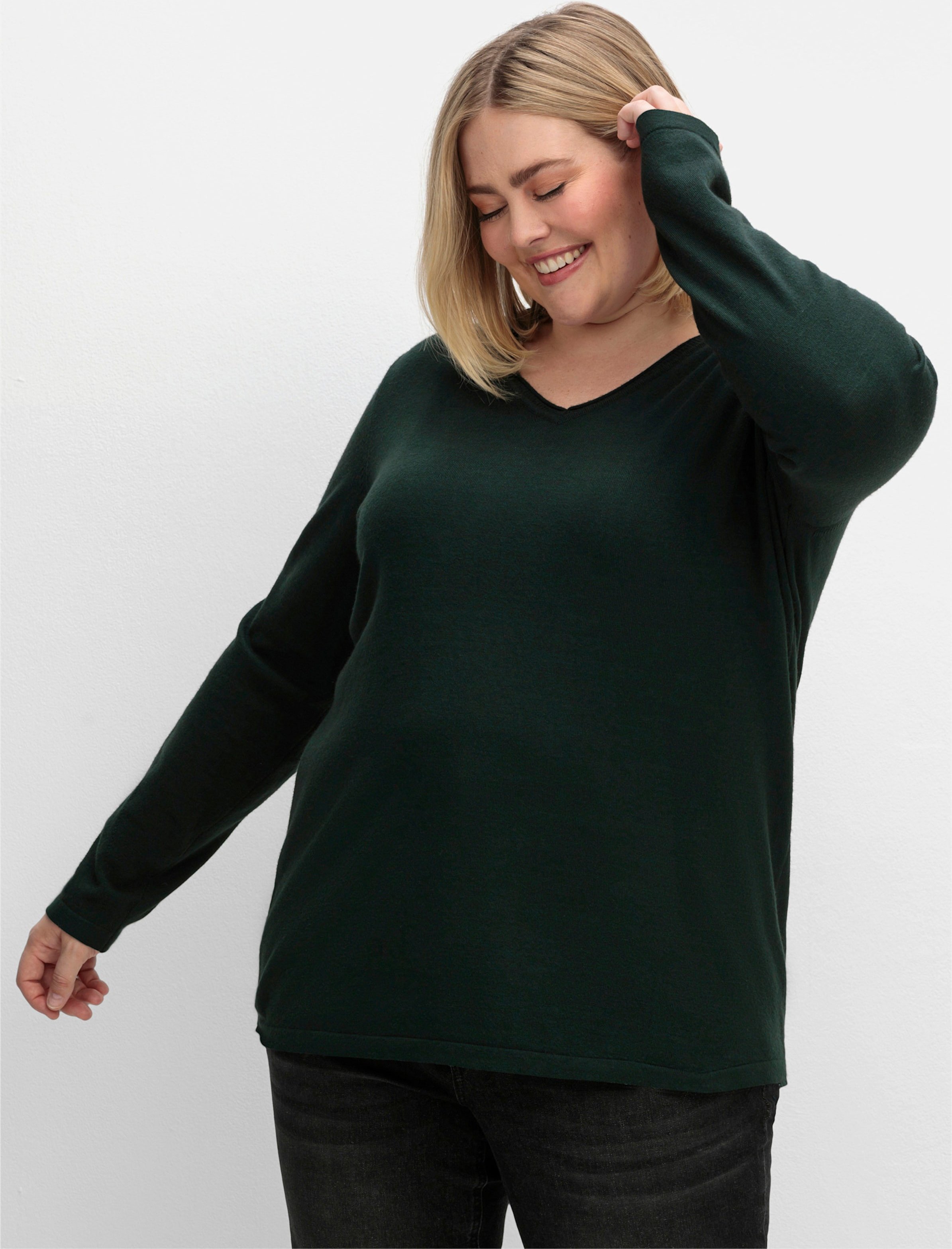 Sheego V-Ausschnitt-Pullover in flauschiger Qualität