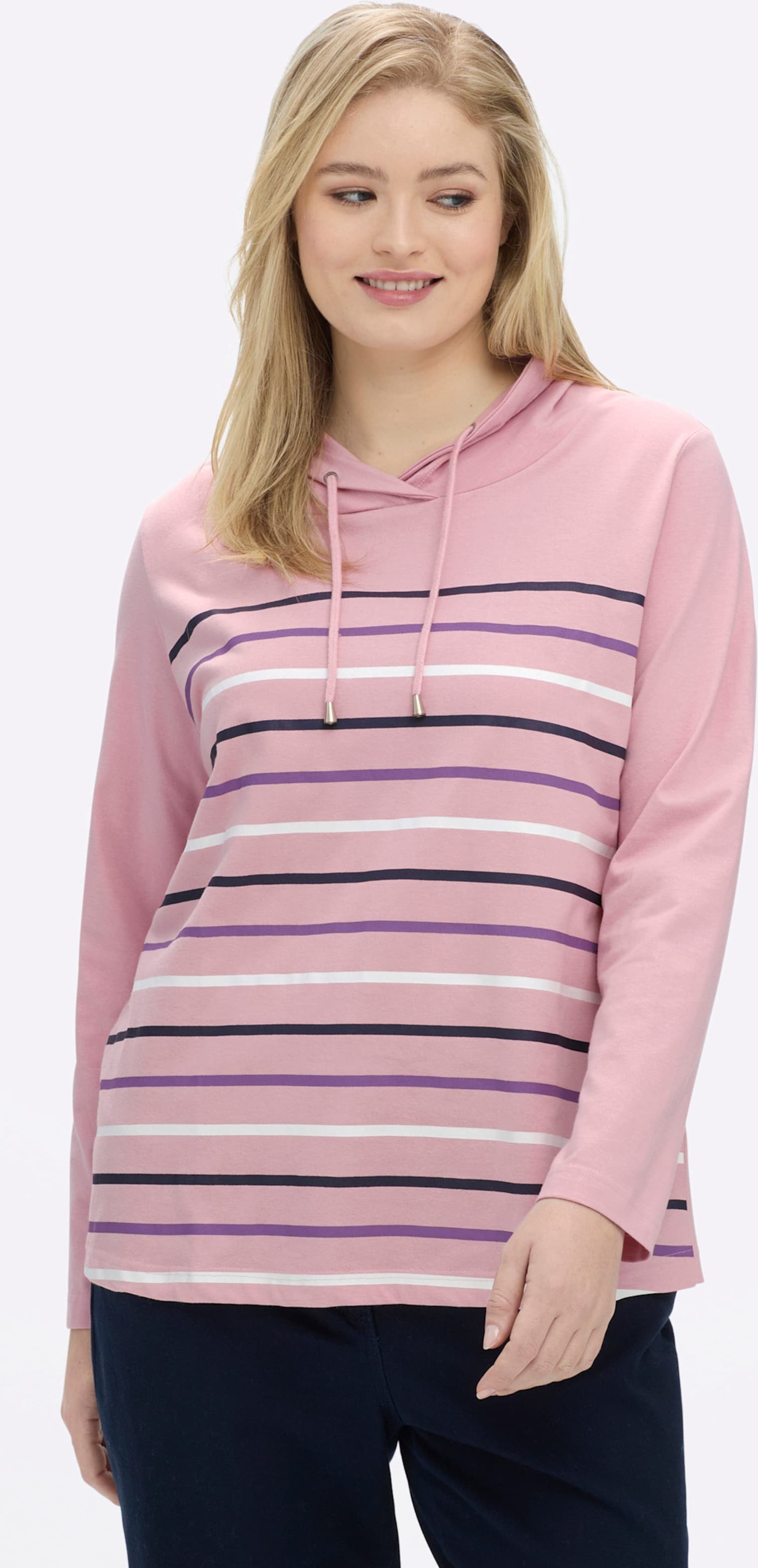 Sheego Stehkragenshirt mit Tunnelzug