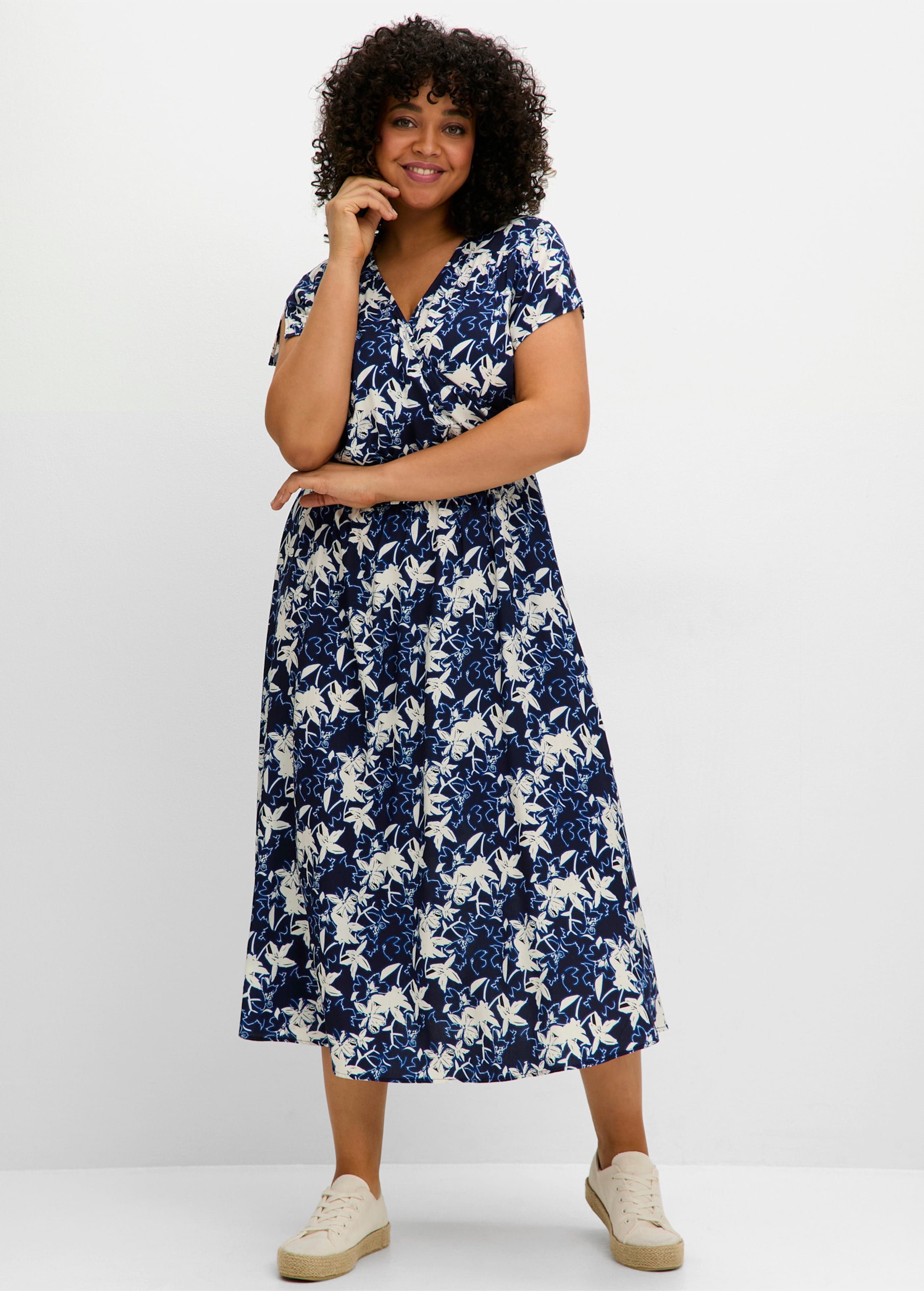 Sheego Blumenkleid in Wickeloptik