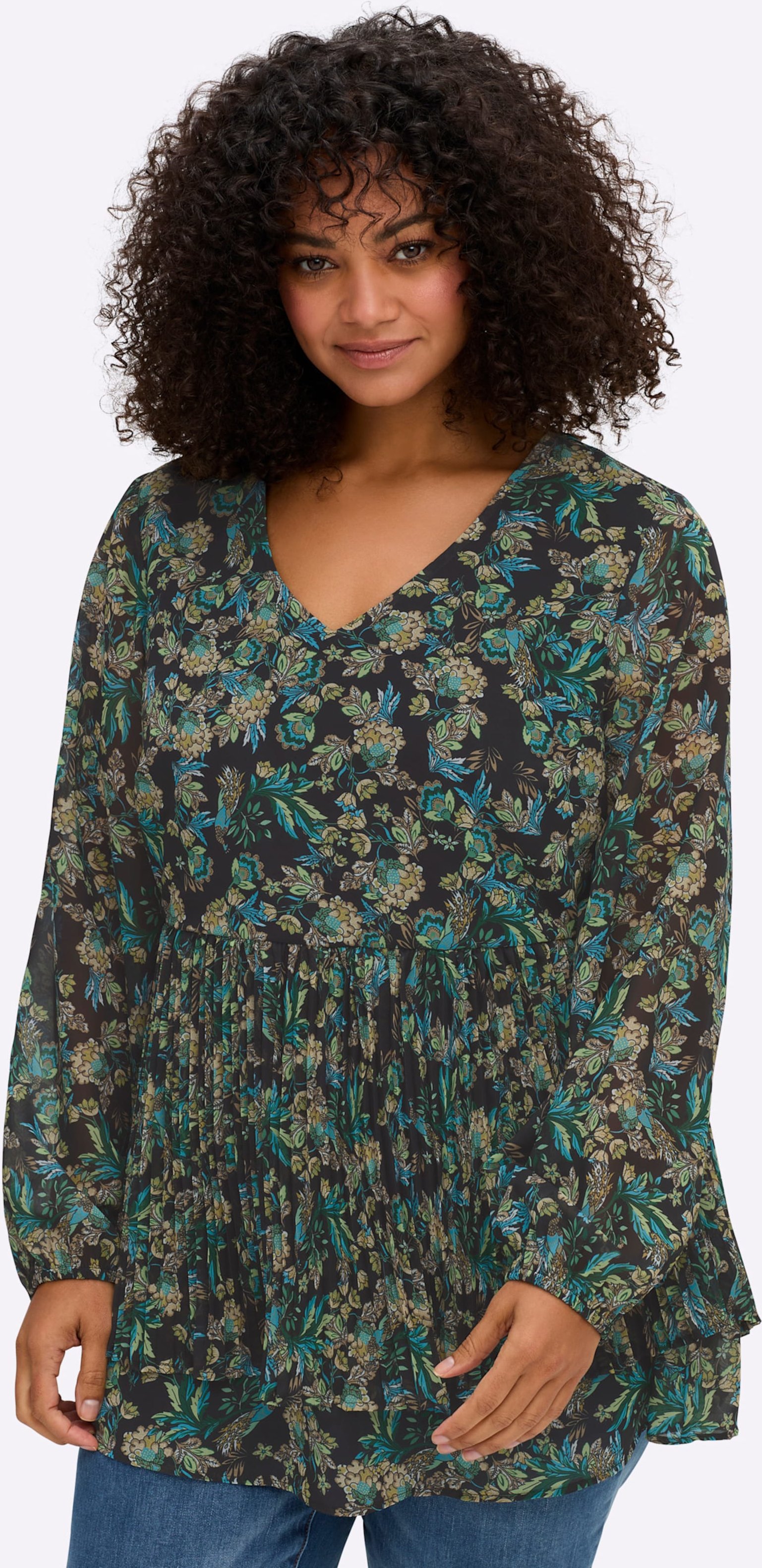 Sheego Tunika aus Chiffon, mit Plisseefalten