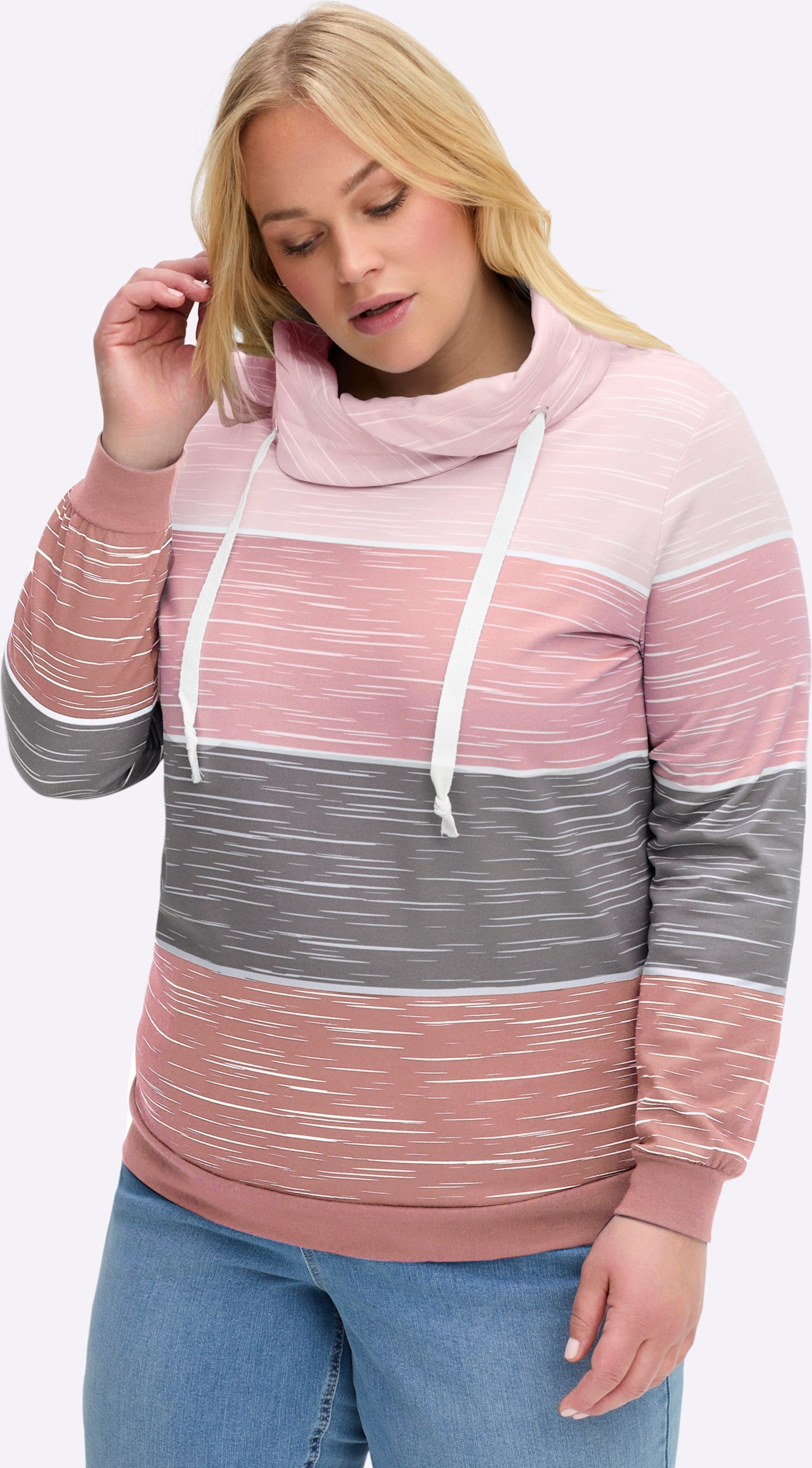 Sheego Sweatshirt mit überlappendem Rollkragen