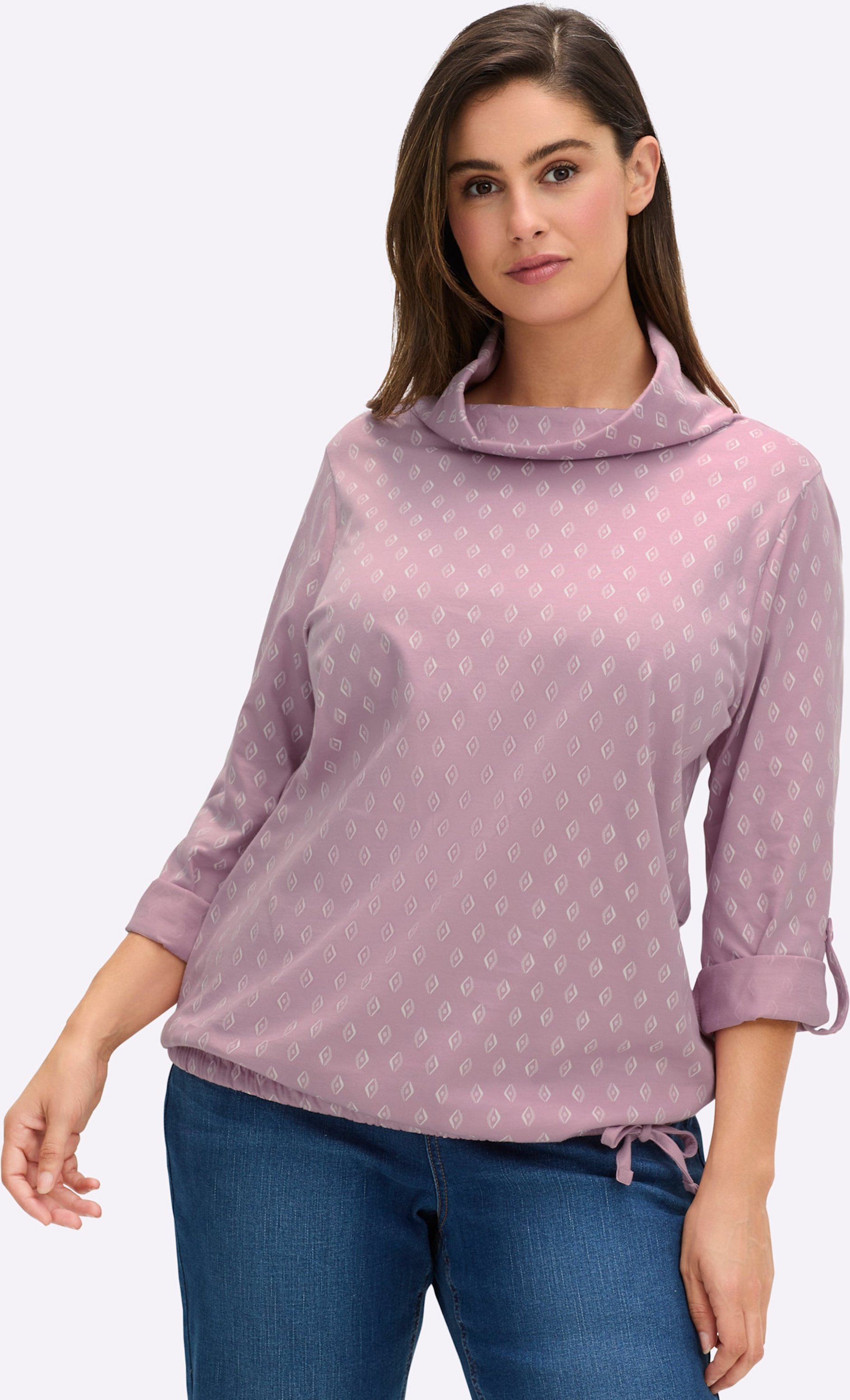 Sheego Rollkragenshirt Mit Krempel-Ärmel