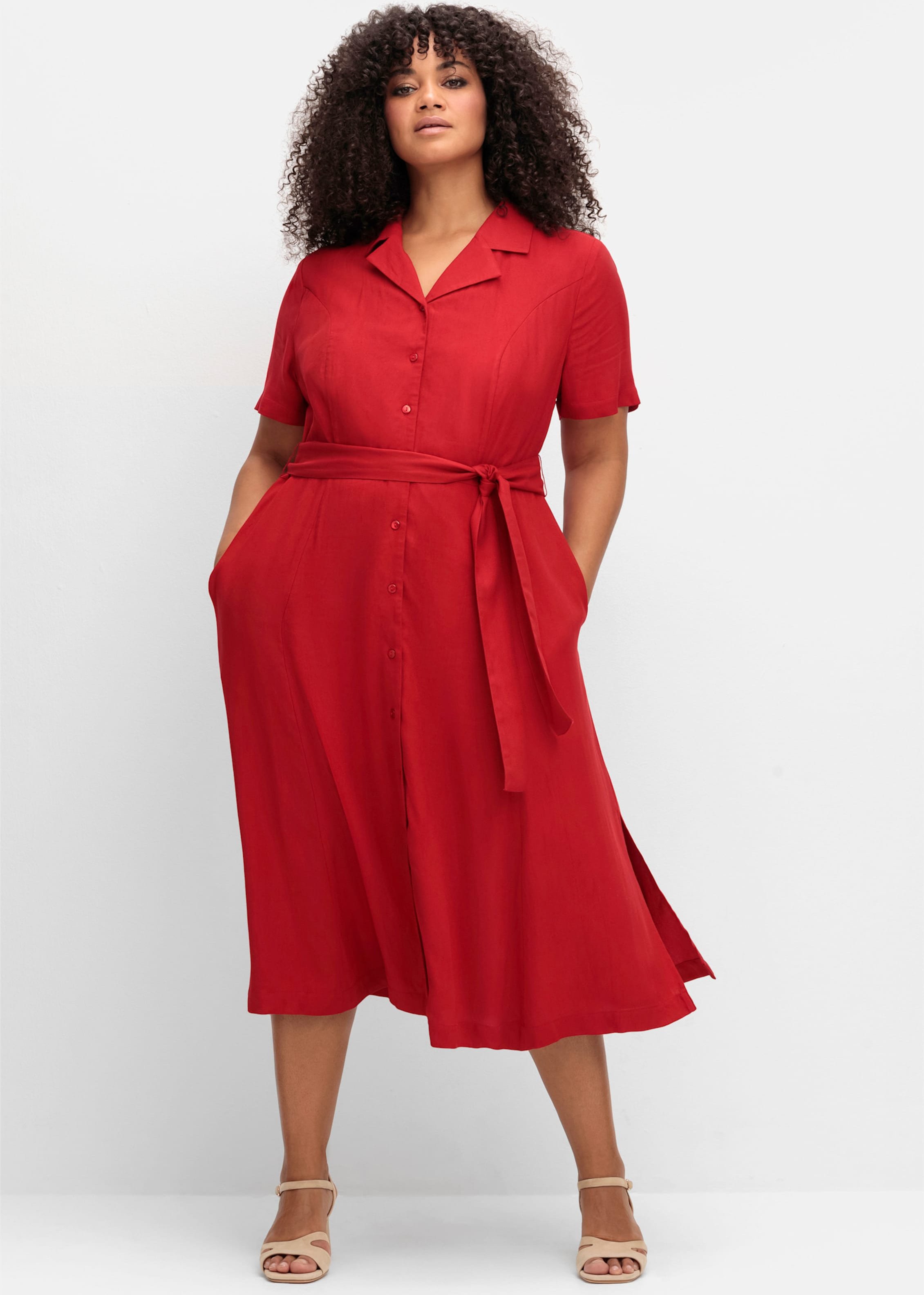 Sheego Hemdblusenkleid in Crêpe-Qualität