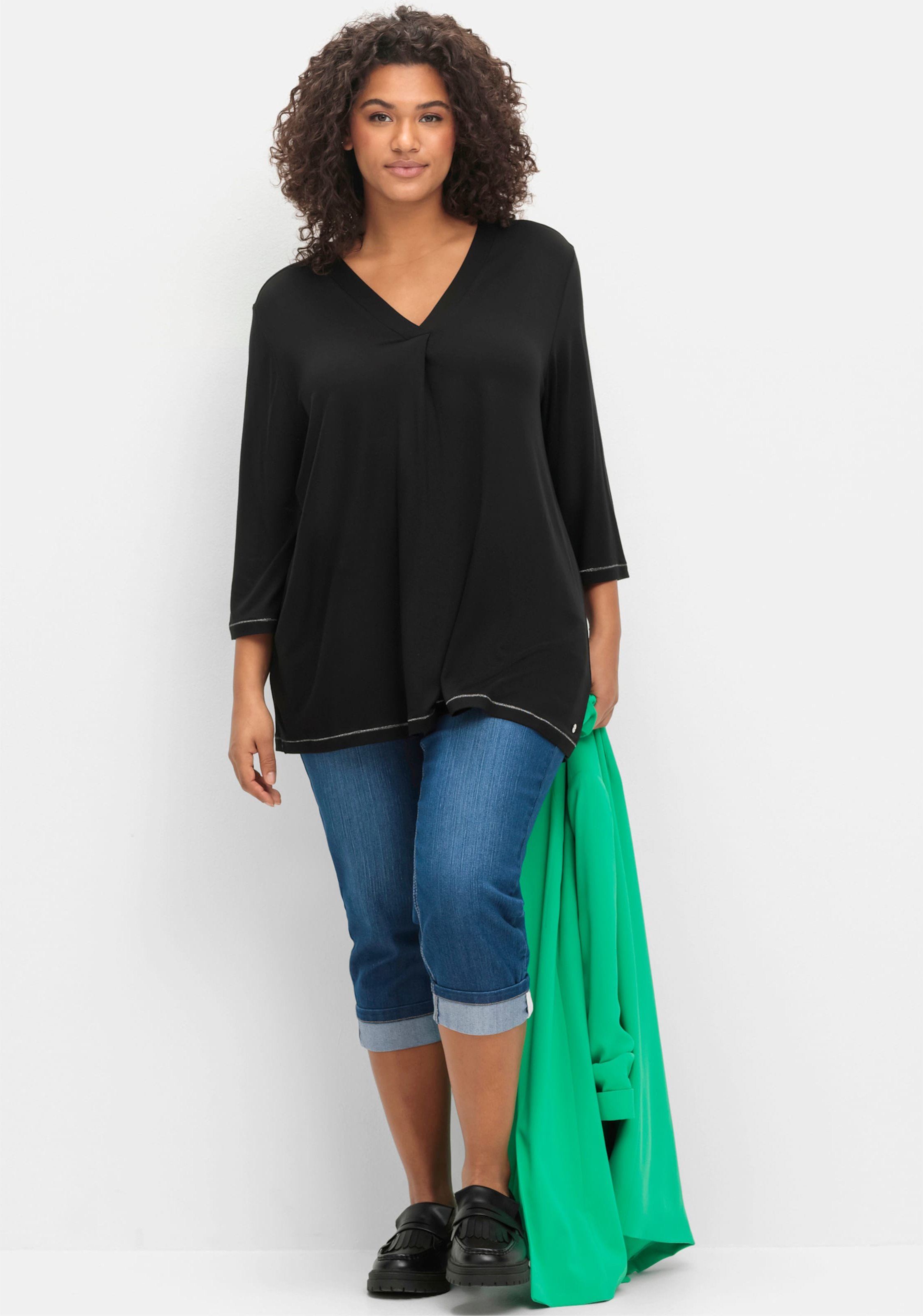 Sheego 3/4-Arm-Shirt in leichter A-Linie