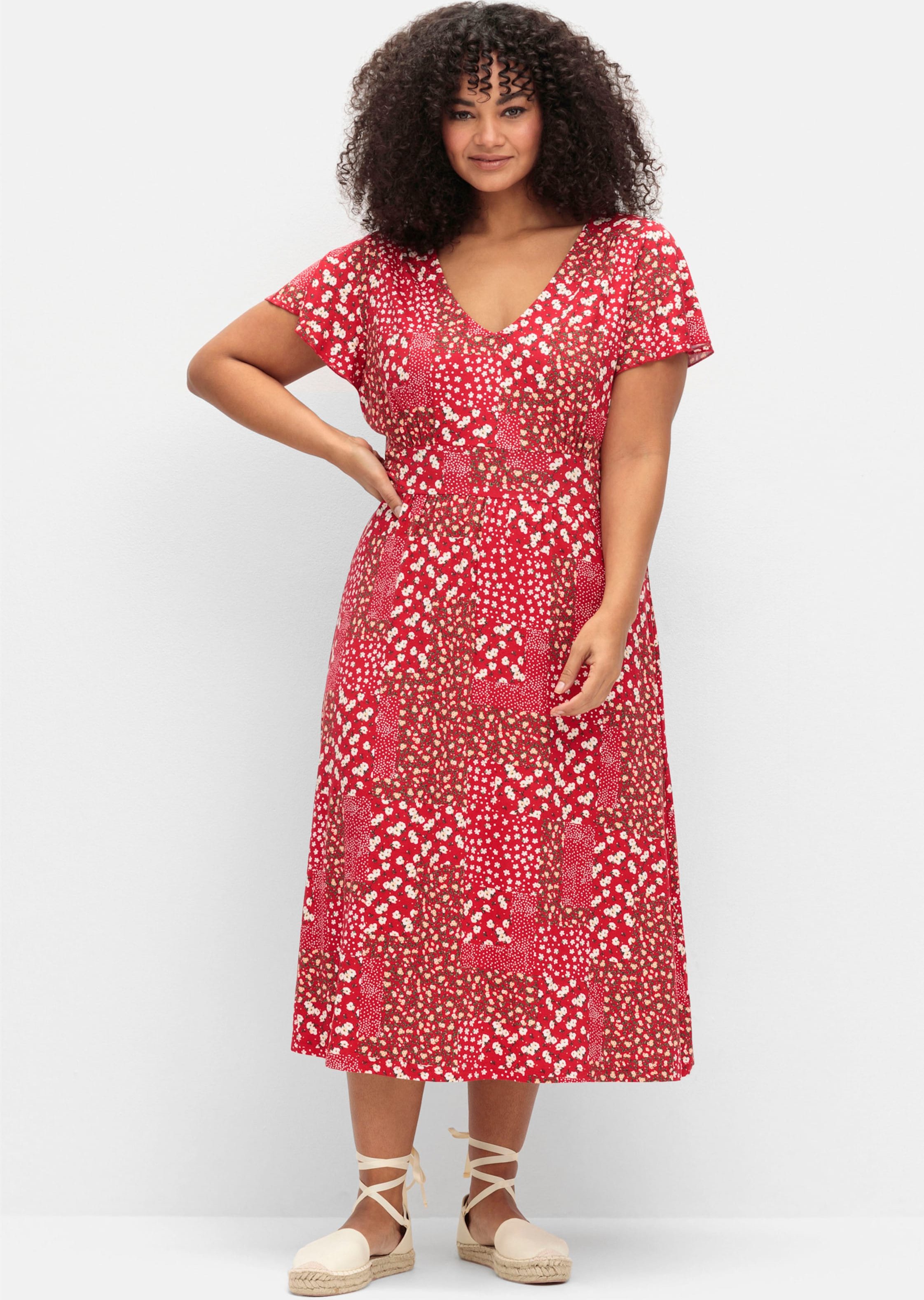 Sheego Jerseykleid mit Flügel-Ärmeln