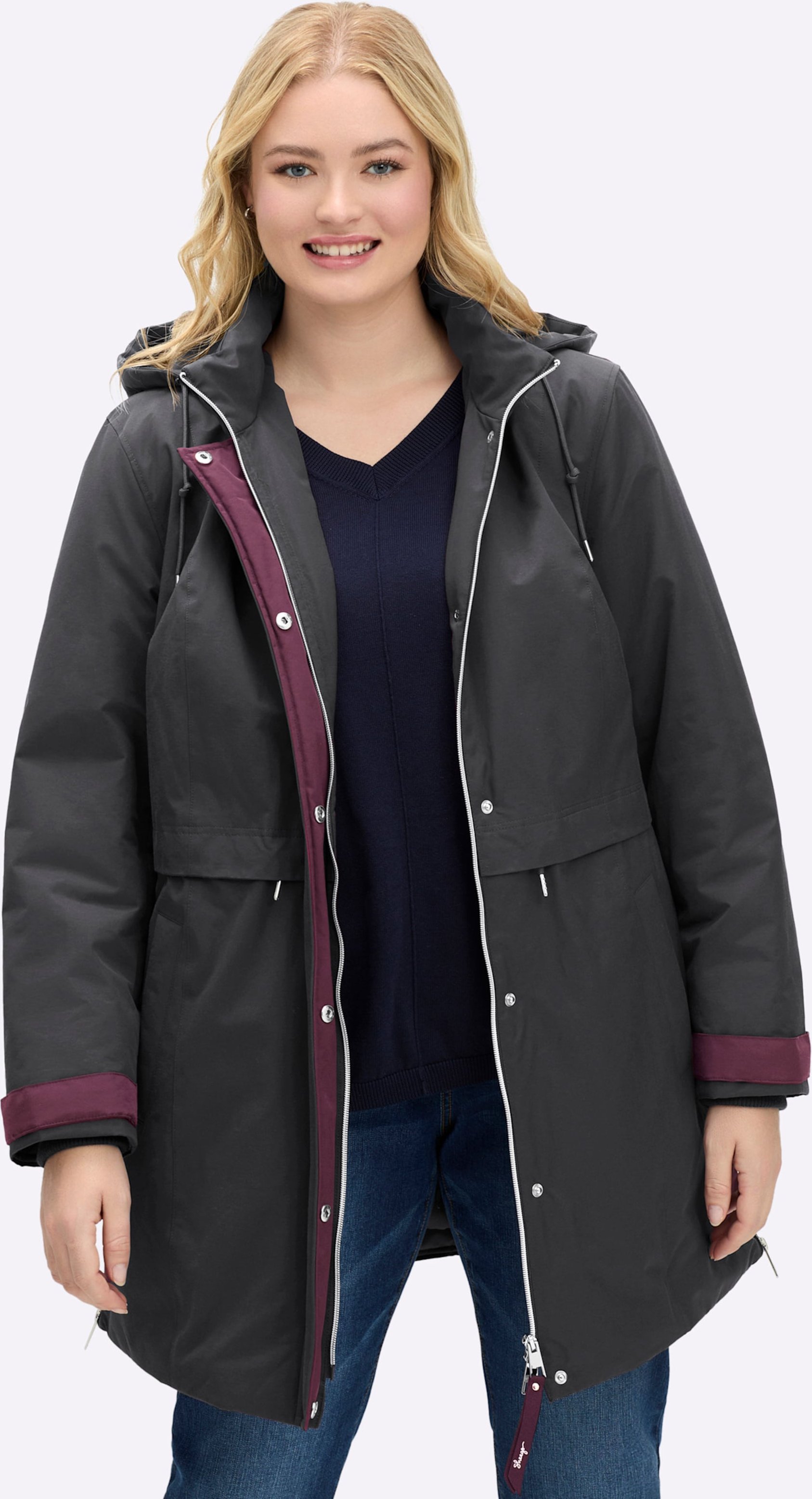 Sheego Kapuzenjacke mit Kontrastdetails