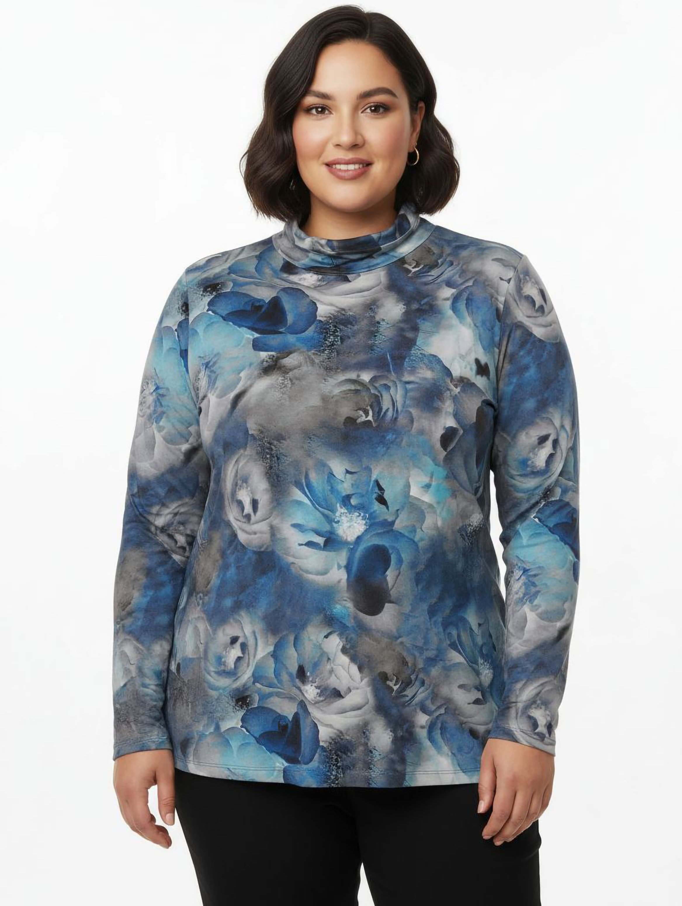 Thumbnail - Sheego Rollkragenshirt im floralen Dessin