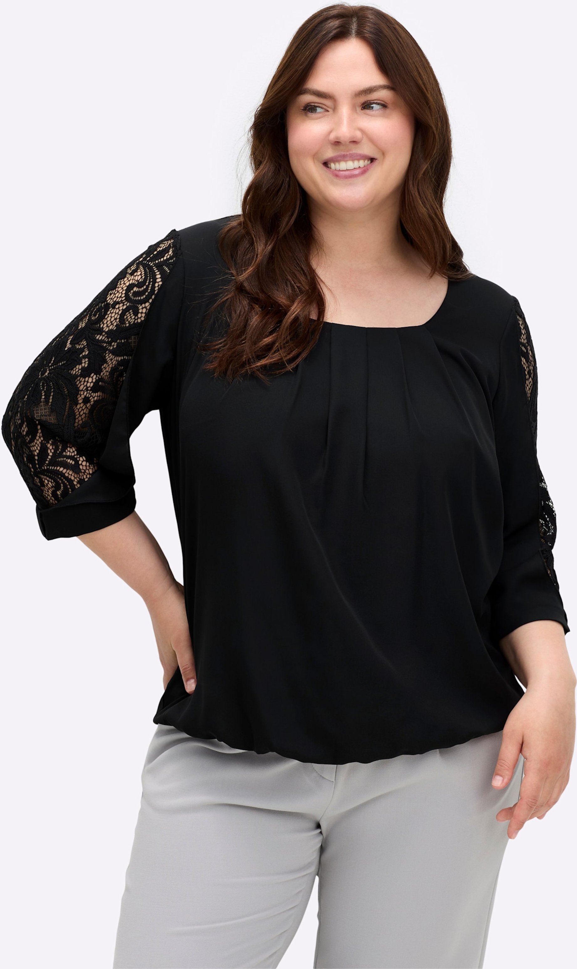 Sheego Tunika mit transparentem Spitzeneinsatz