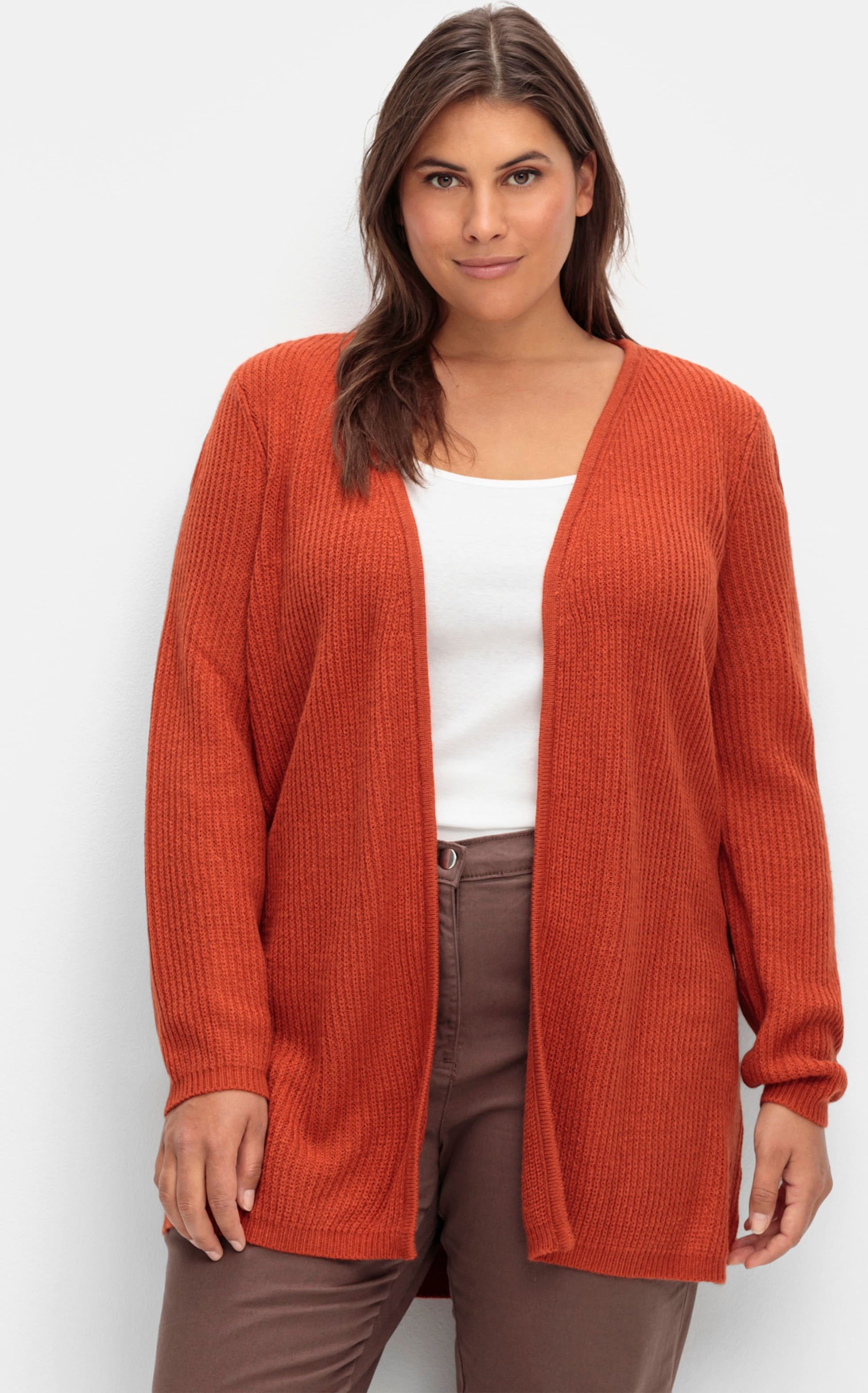 Sheego Strickjacke mit gerippten Abschlüssen