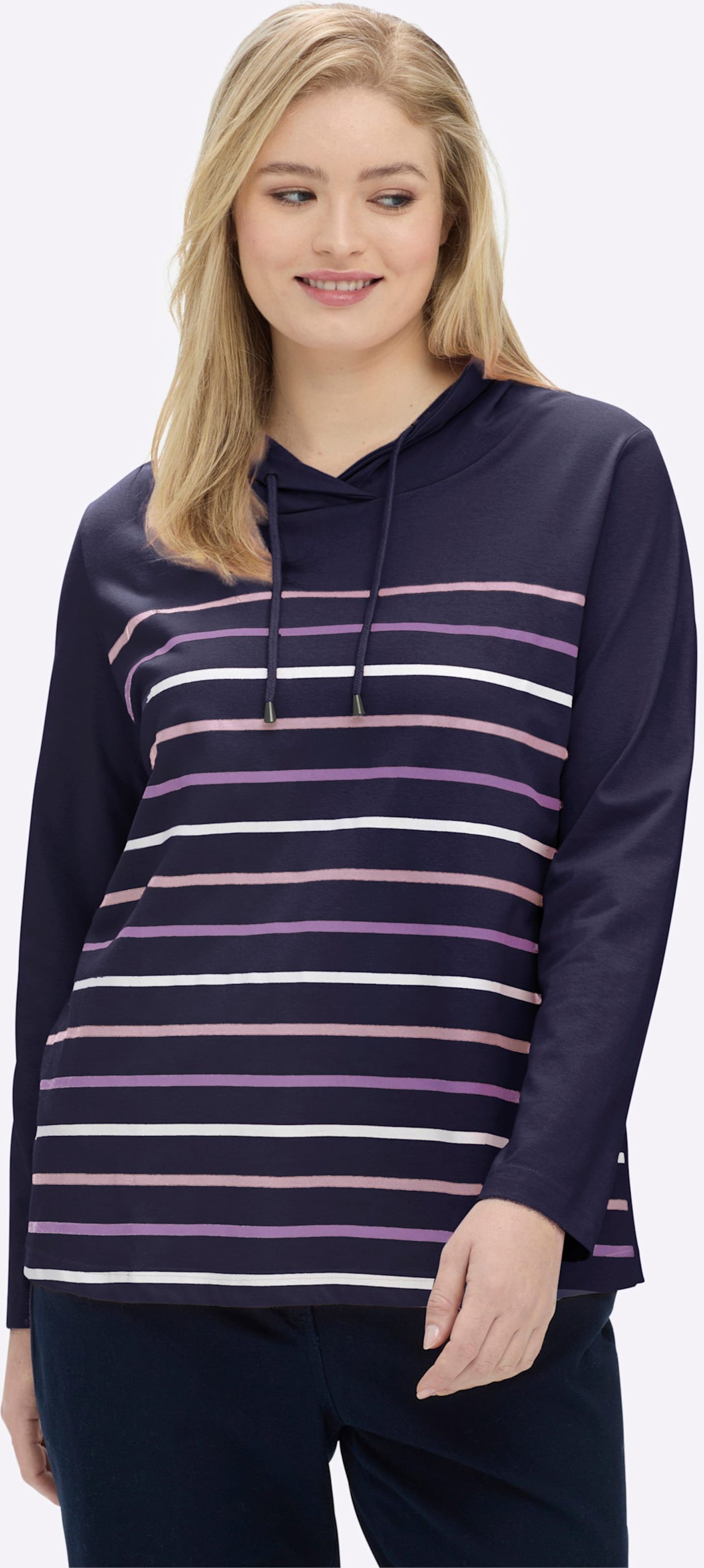 Sheego Stehkragenshirt mit Tunnelzug