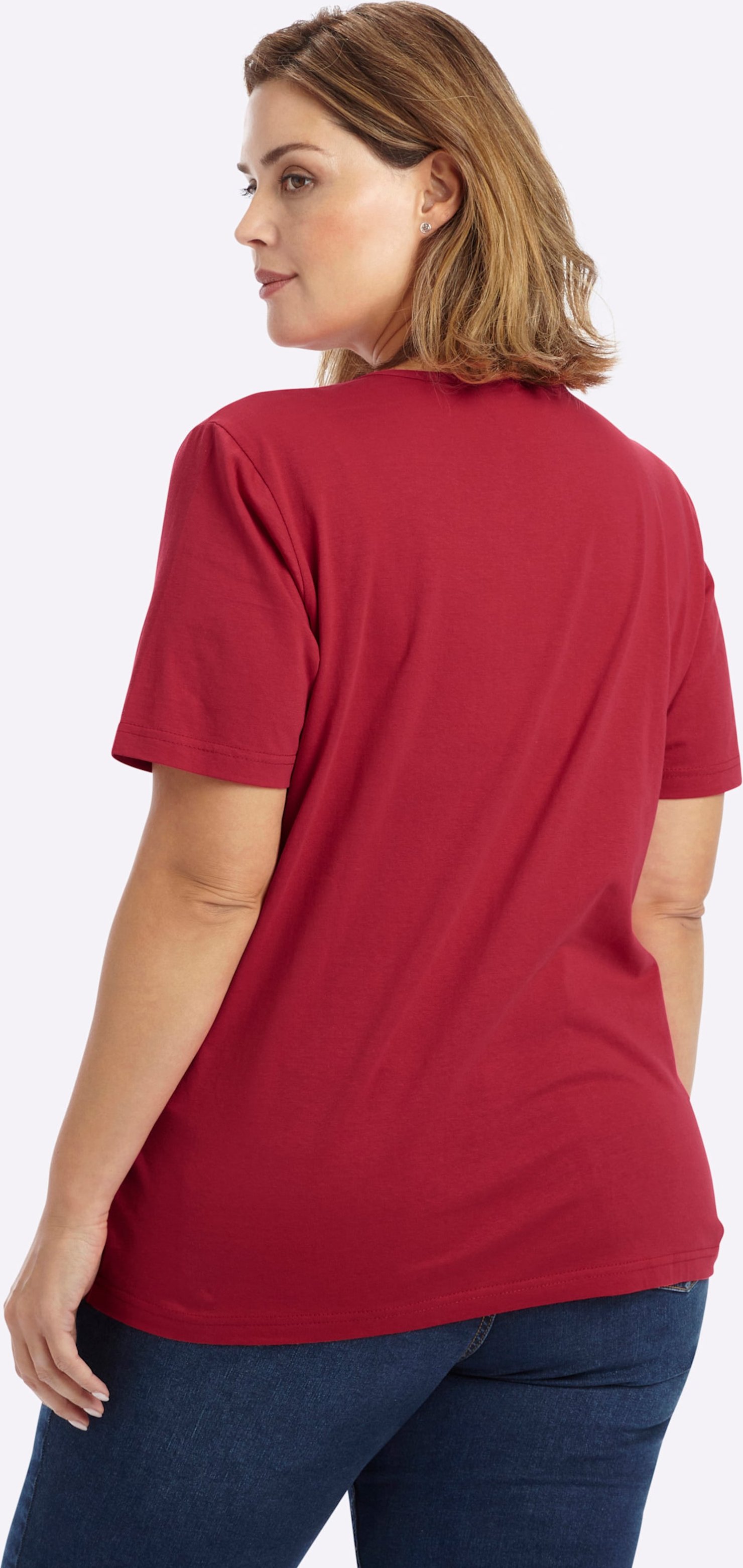 Sheego Kurzarmshirt mit V-Ausschnitt