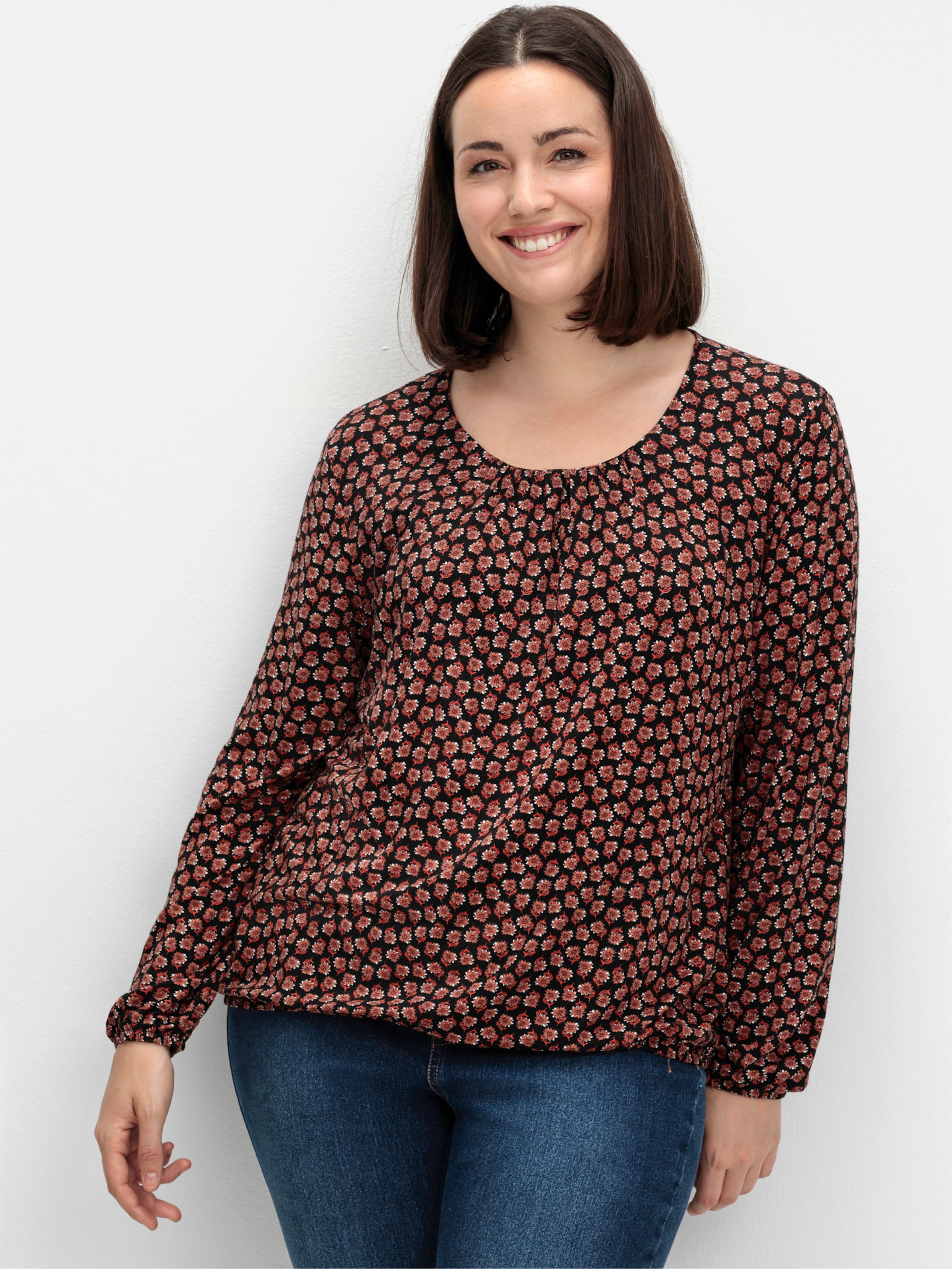 Thumbnail - Sheego Print-Shirt mit Gummizug an Ärmeln und Saum