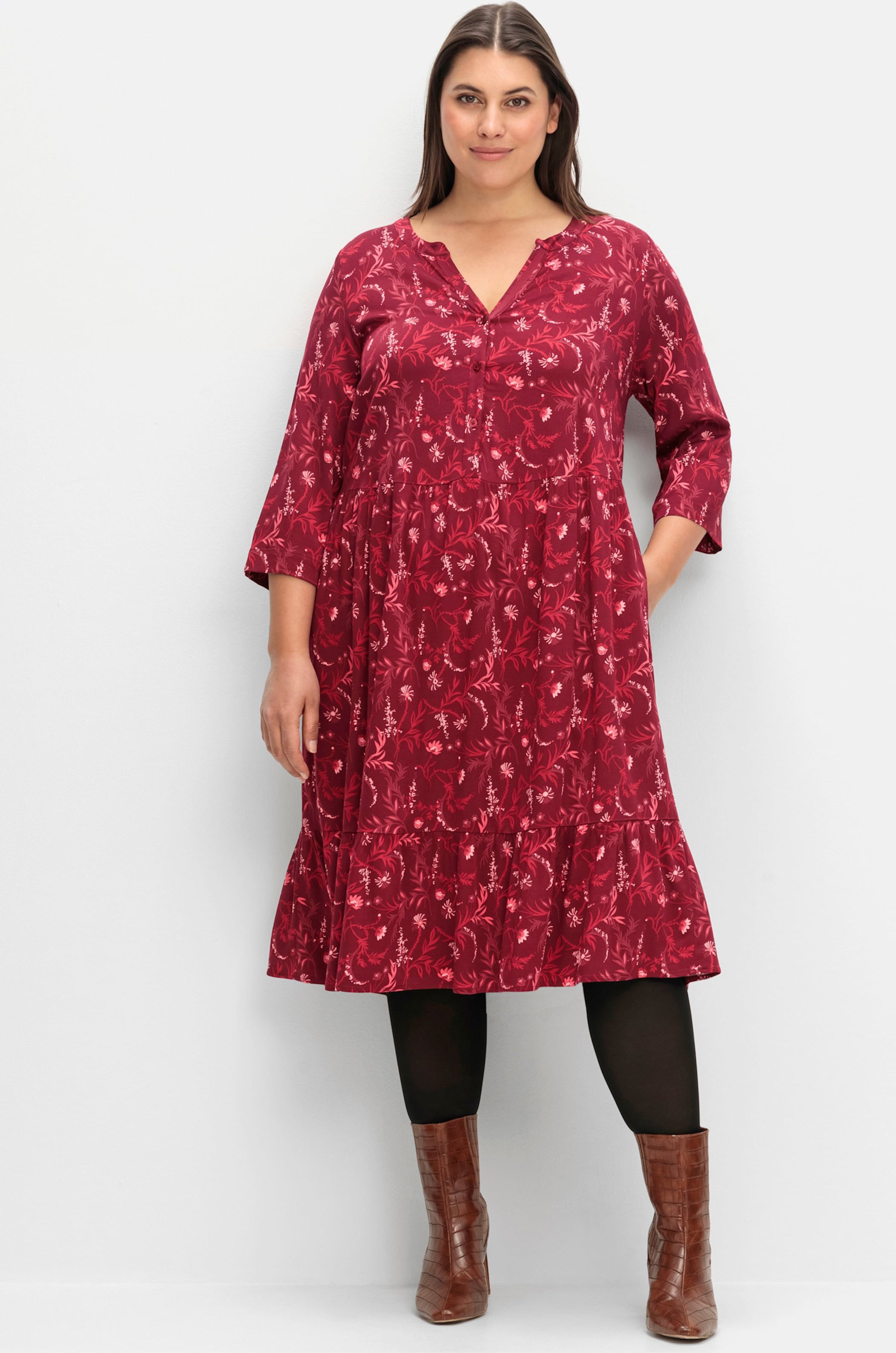 Sheego A-Linien-Kleid mit 3/4-Ärmeln
