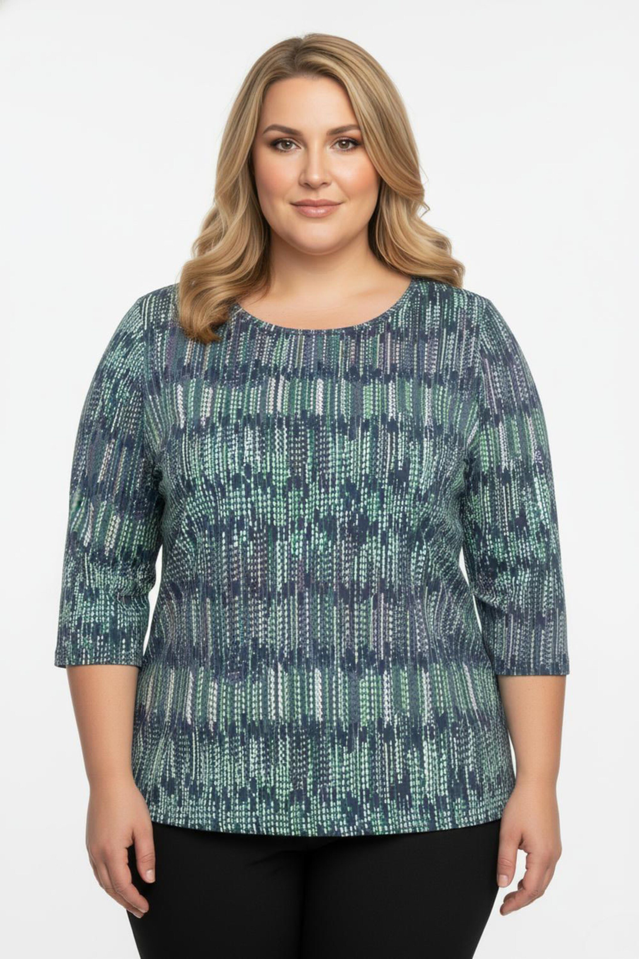 Sheego 3/4-Arm-Shirt aus Baumwolle, bedruckt