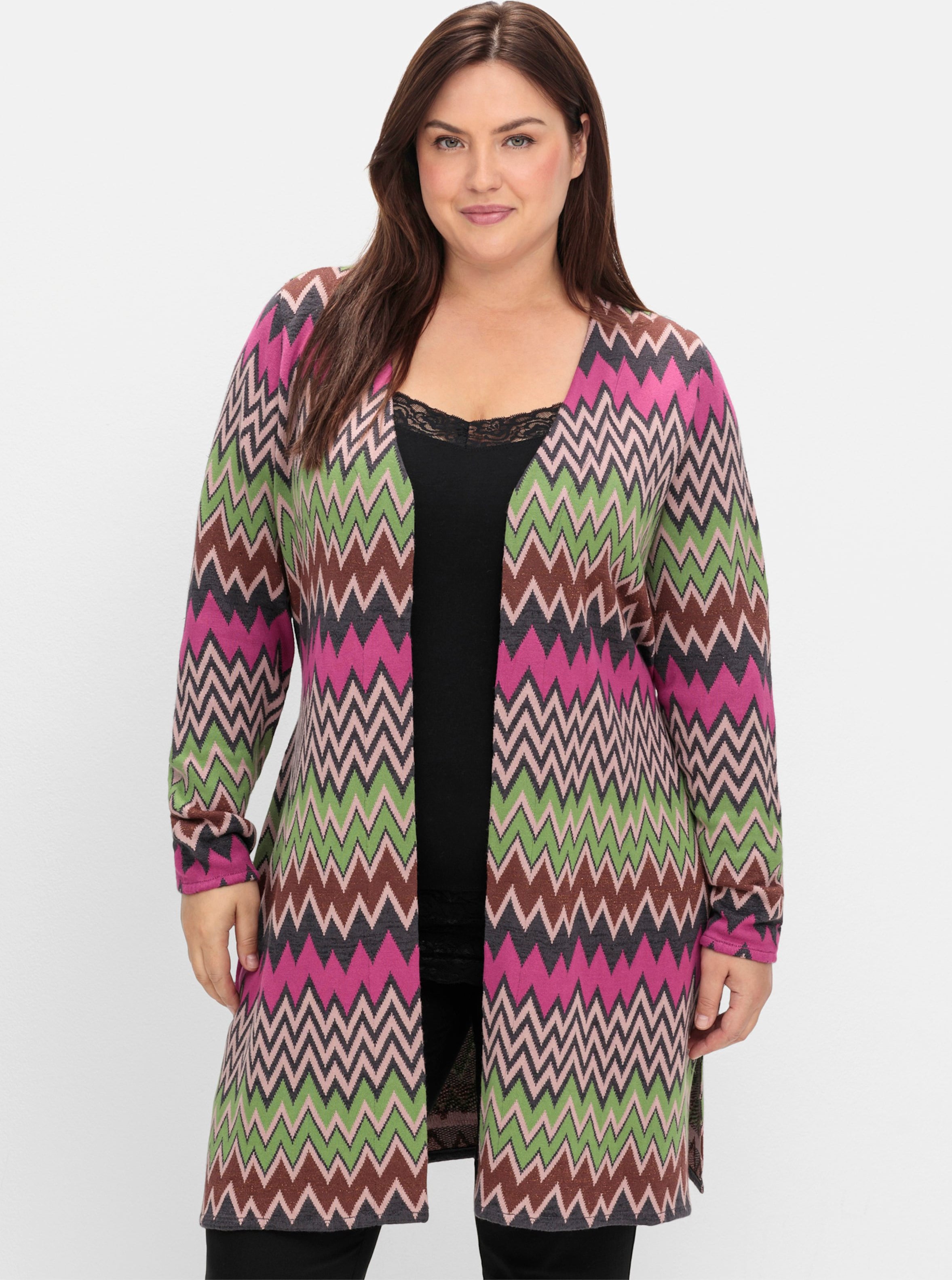 Sheego Longstrickjacke mit Zick-Zack-Muster
