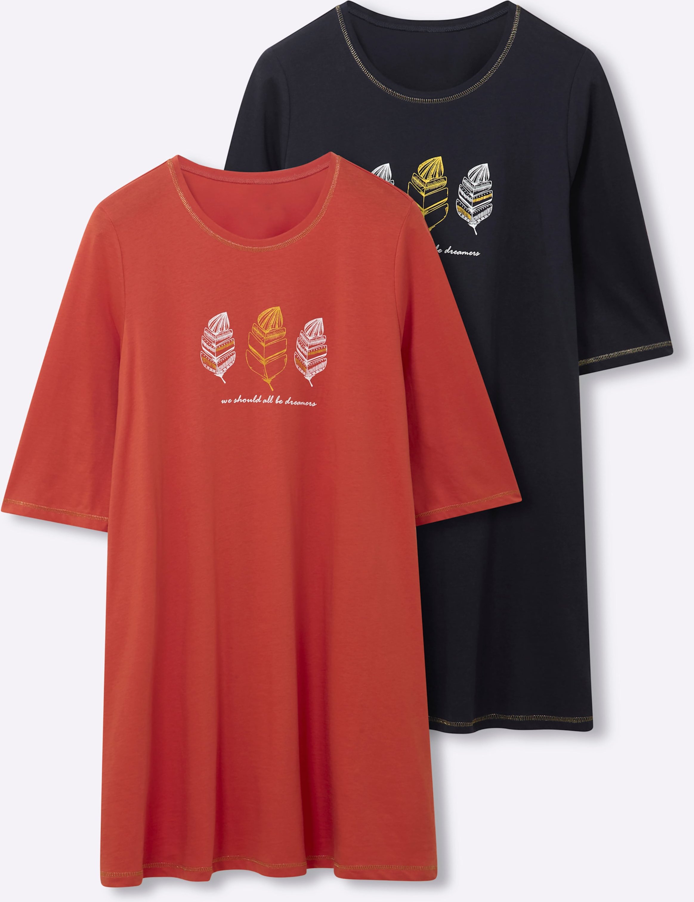 Sheego Sleepshirts mit glänzendem Druck vorne