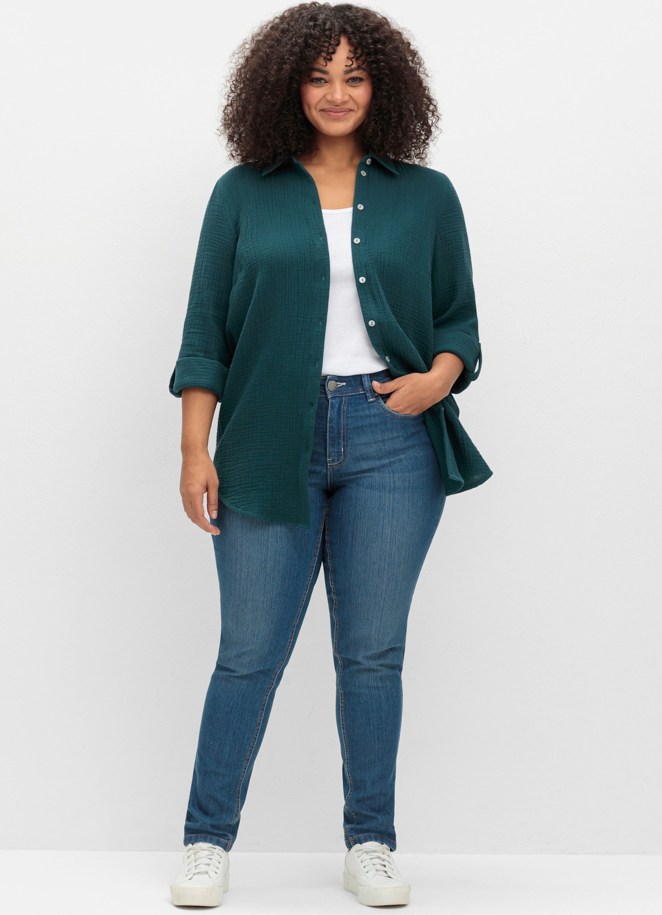 Sheego Baumwollbluse in Musselinqualität