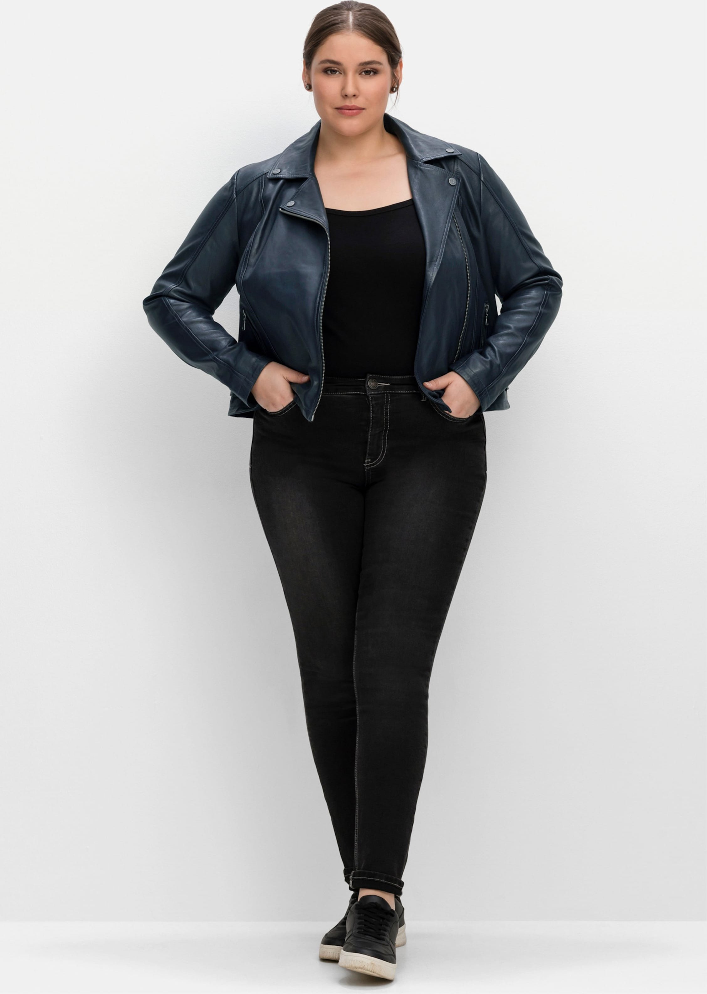 Sheego Bikerjacke aus weichem Lammnappa-Leder