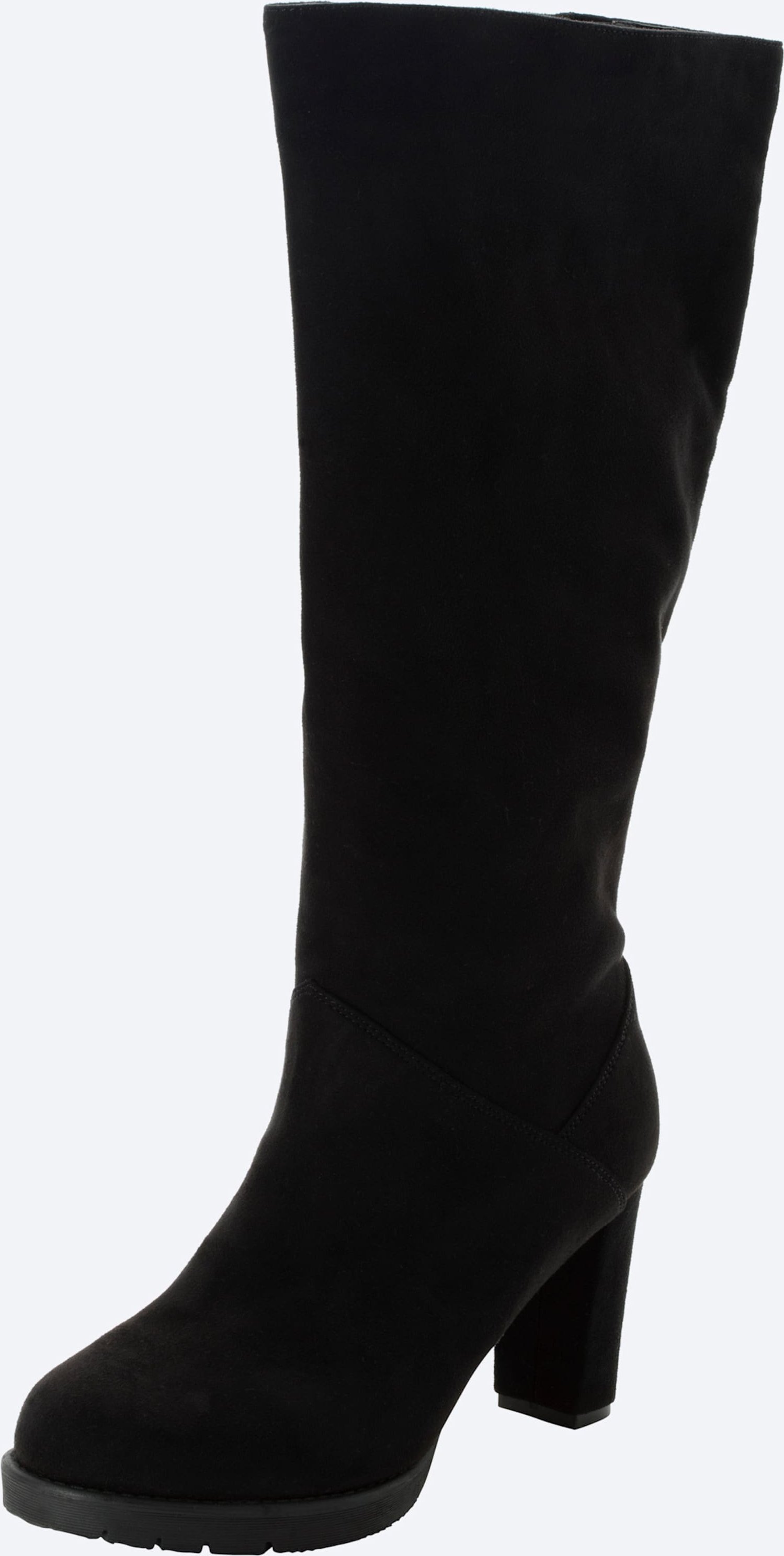 Sheego Weitschaftstiefel in Wildleder-Optik, mit bezogenem Absatz