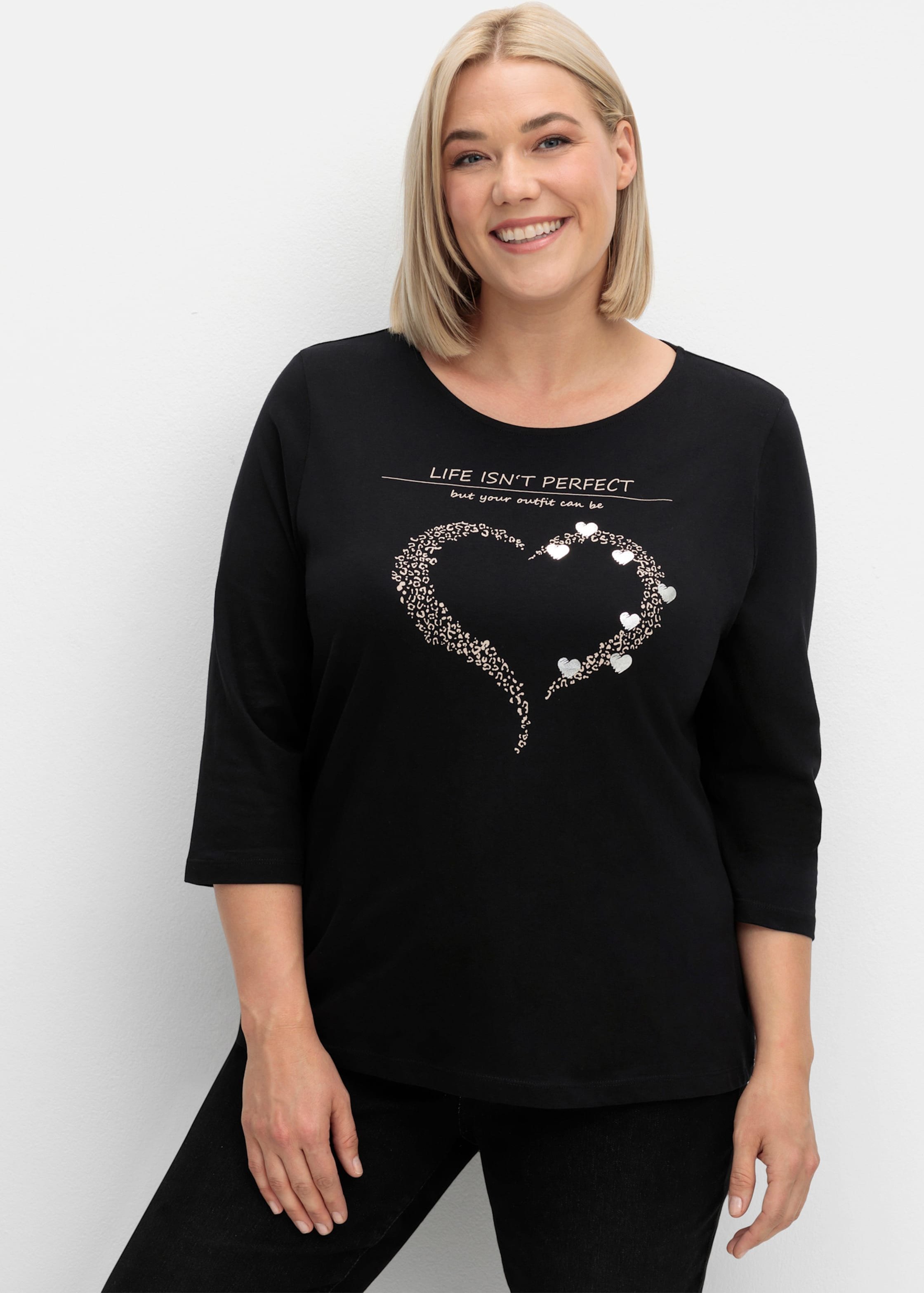 Thumbnail - Sheego 3/4-Arm-Shirt mit Herz-Motiv