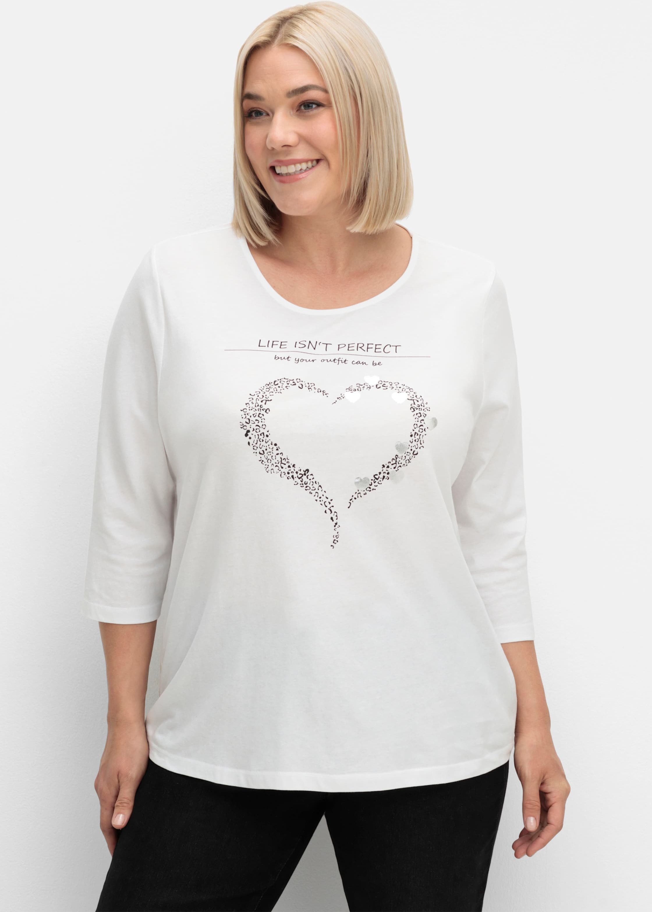 Thumbnail - Sheego 3/4-Arm-Shirt mit Herz-Motiv