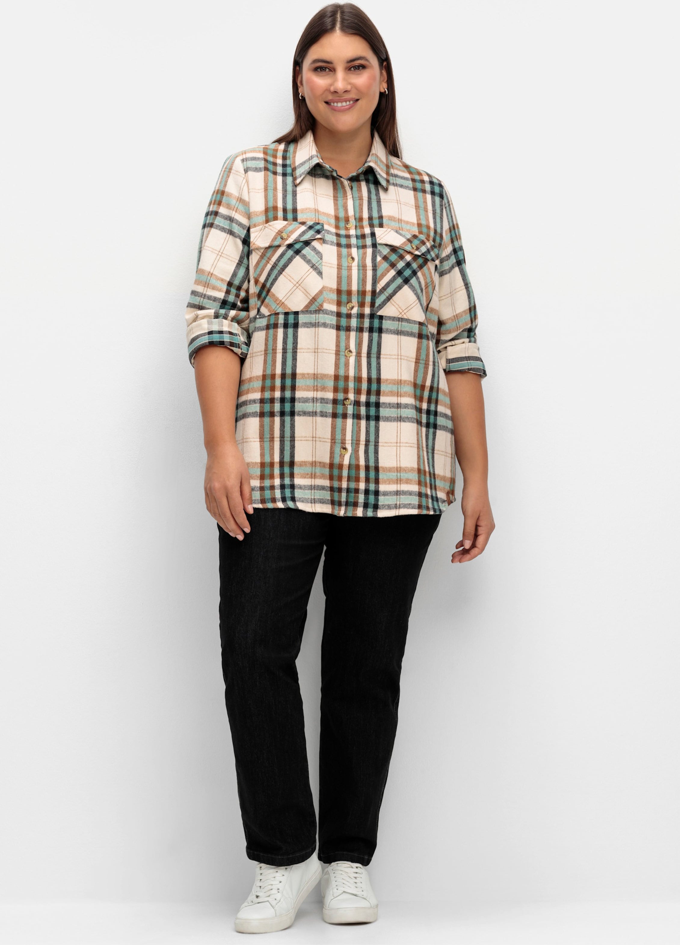 Sheego Flanellbluse mit mehrfarbigem Webkaro