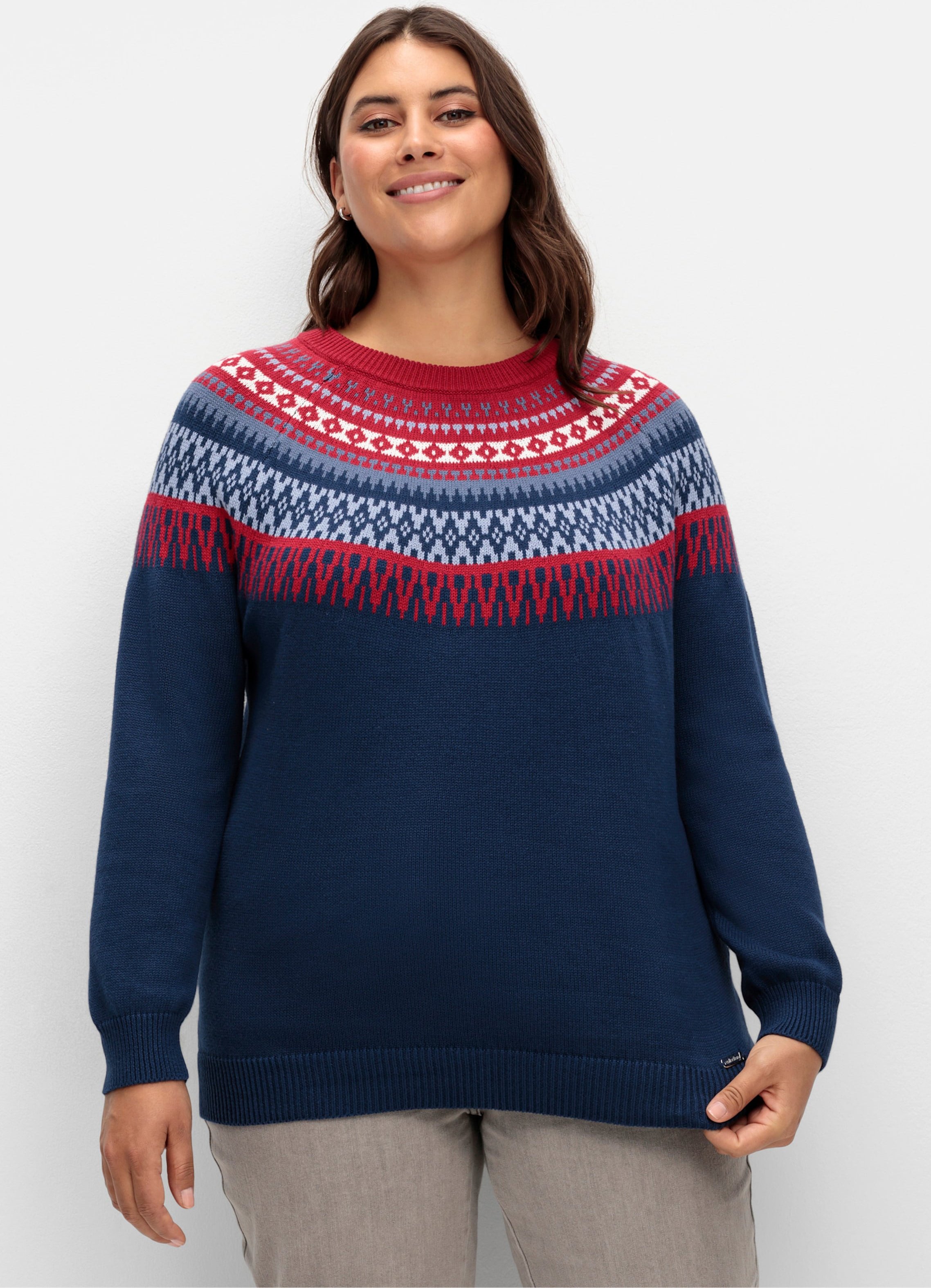 Sheego Norwegerpullover aus reiner Baumwolle