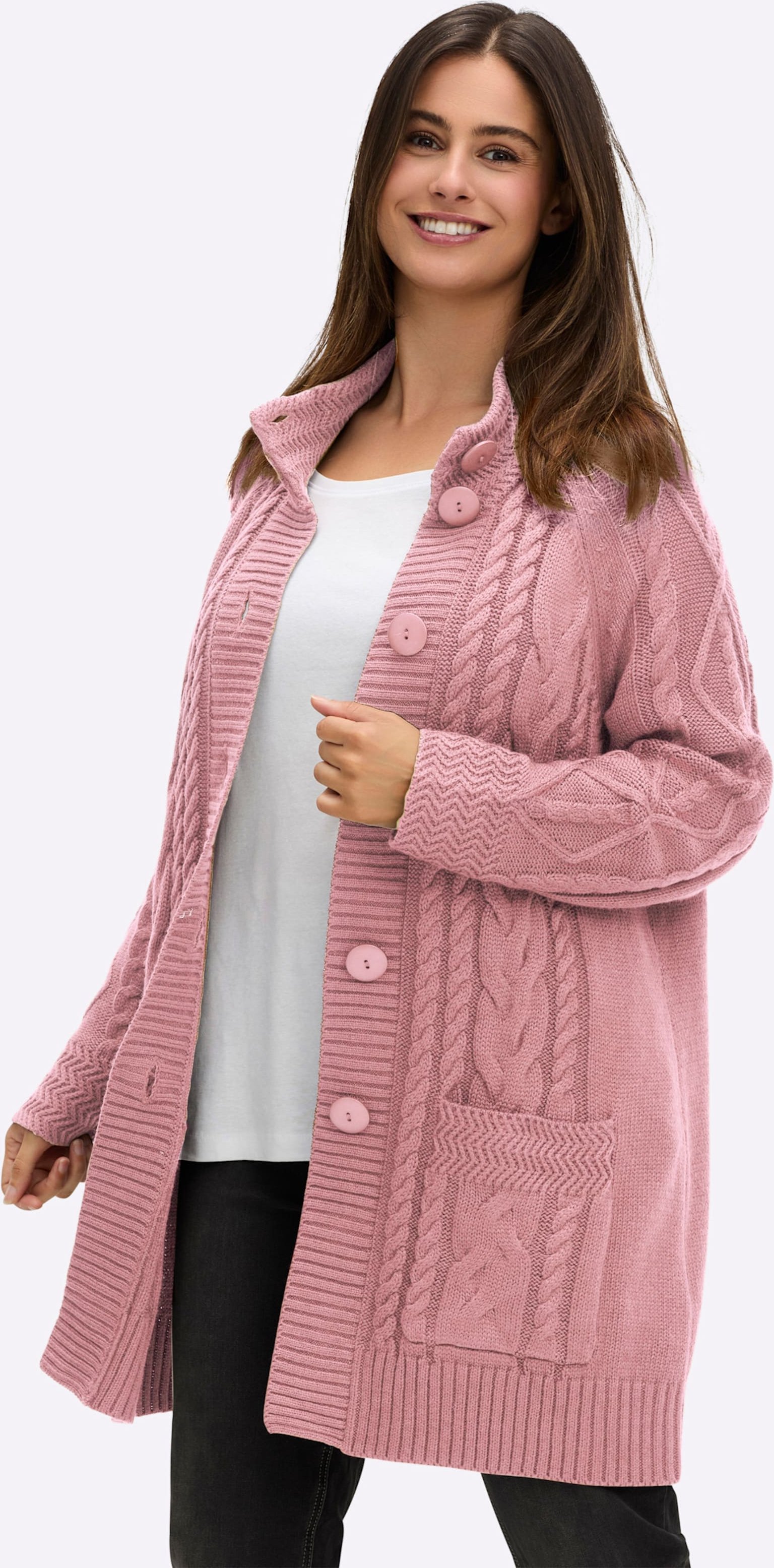 Sheego Longstrickjacke mit Einstrickmuster