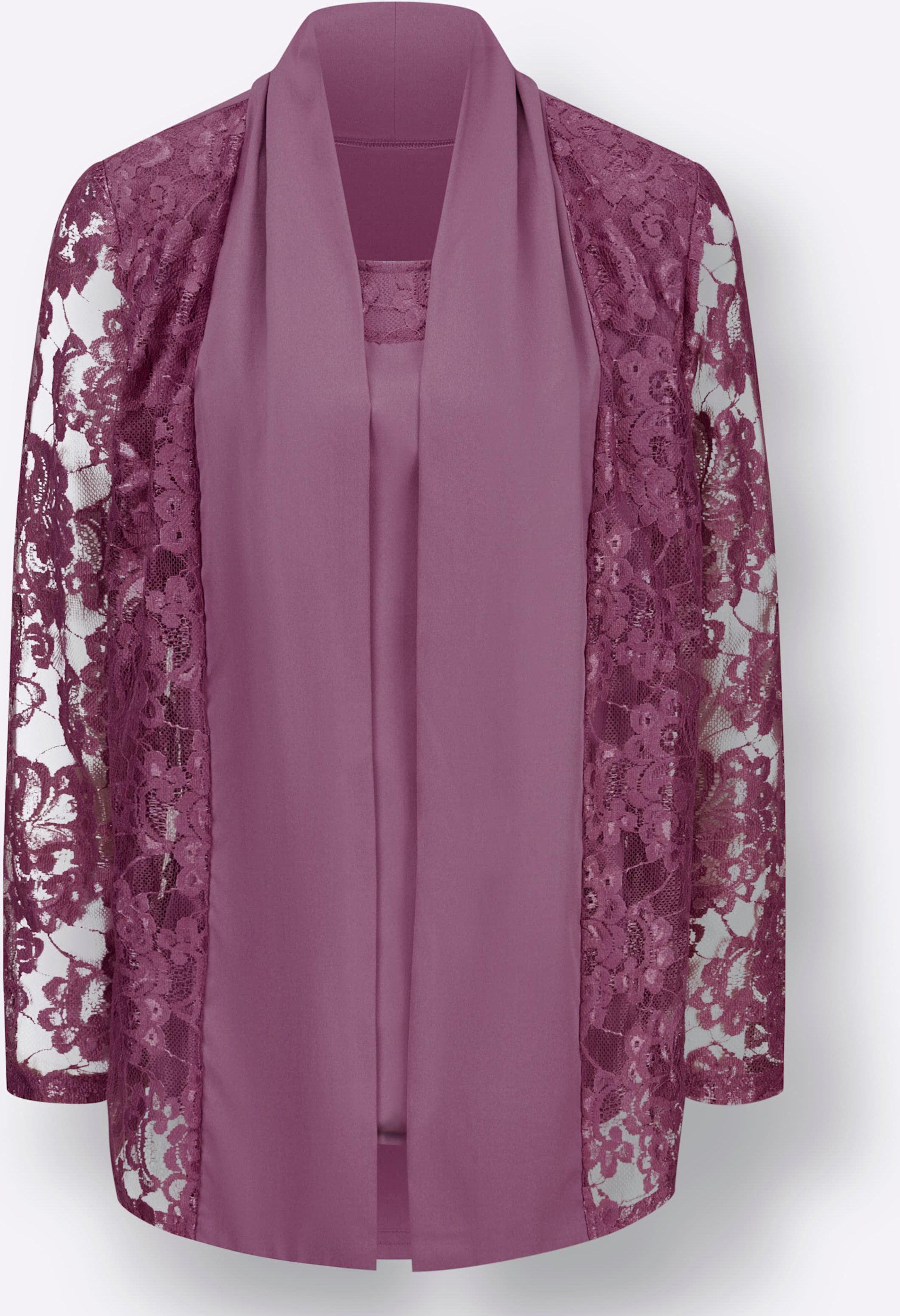 Sheego Spitzenbluse im Twinset-Look