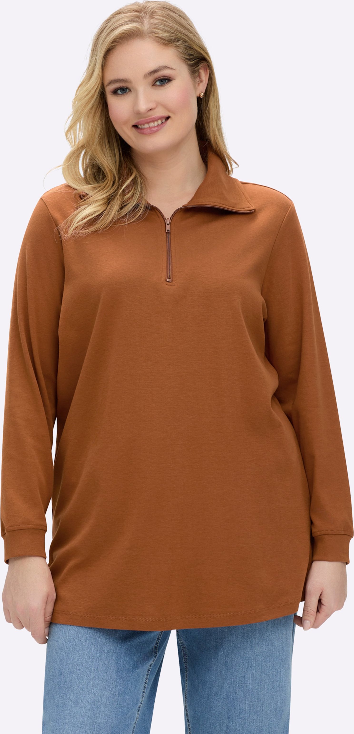 Thumbnail - Sheego Longsweatshirt mit Umlegekragen