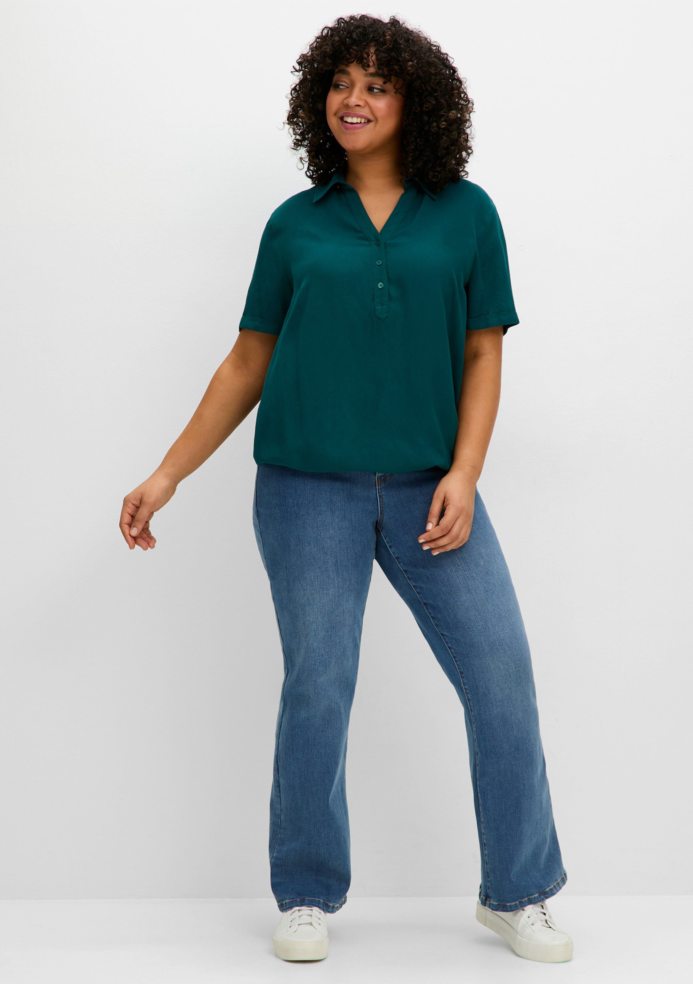 Sheego Tunika mit offenem Hemdkragen